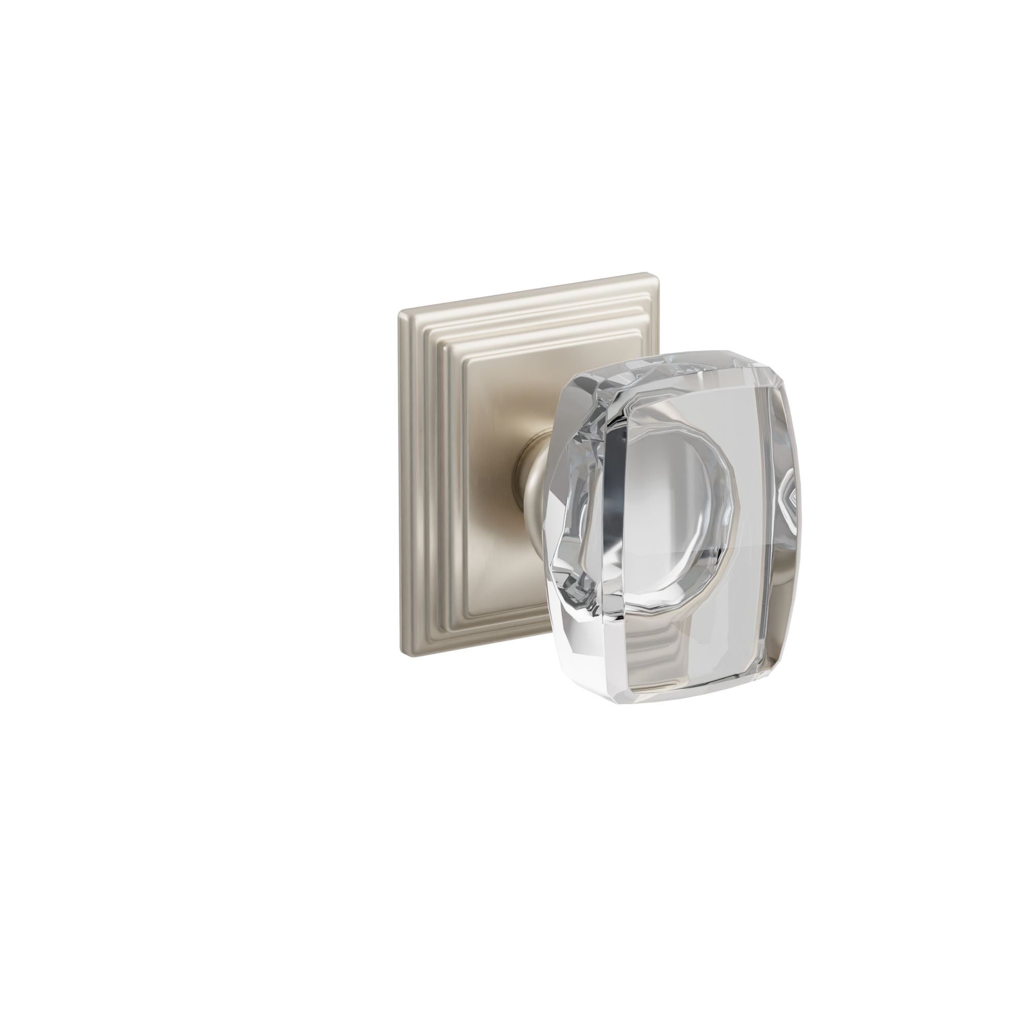 Emtek Concealed Fastener Windsor Glass Knob Set With Wilshire Rosette
