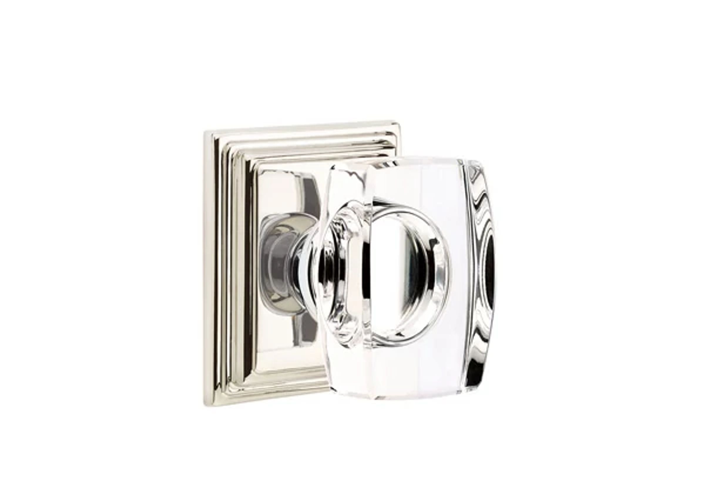 Emtek Concealed Fastener Windsor Glass Knob Set with Wilshire Rosette