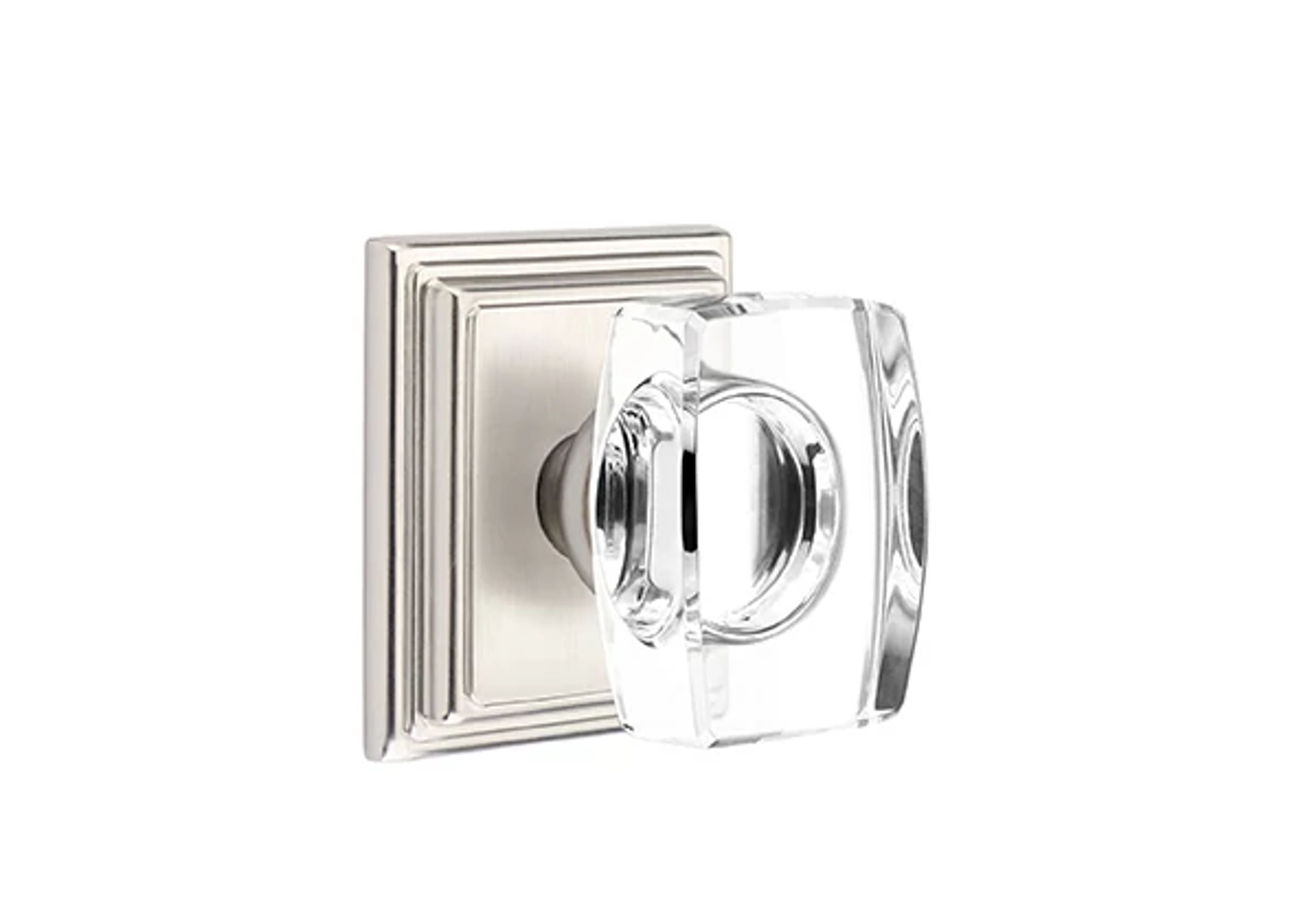 Emtek Concealed Fastener Windsor Glass Knob Set with Wilshire Rosette