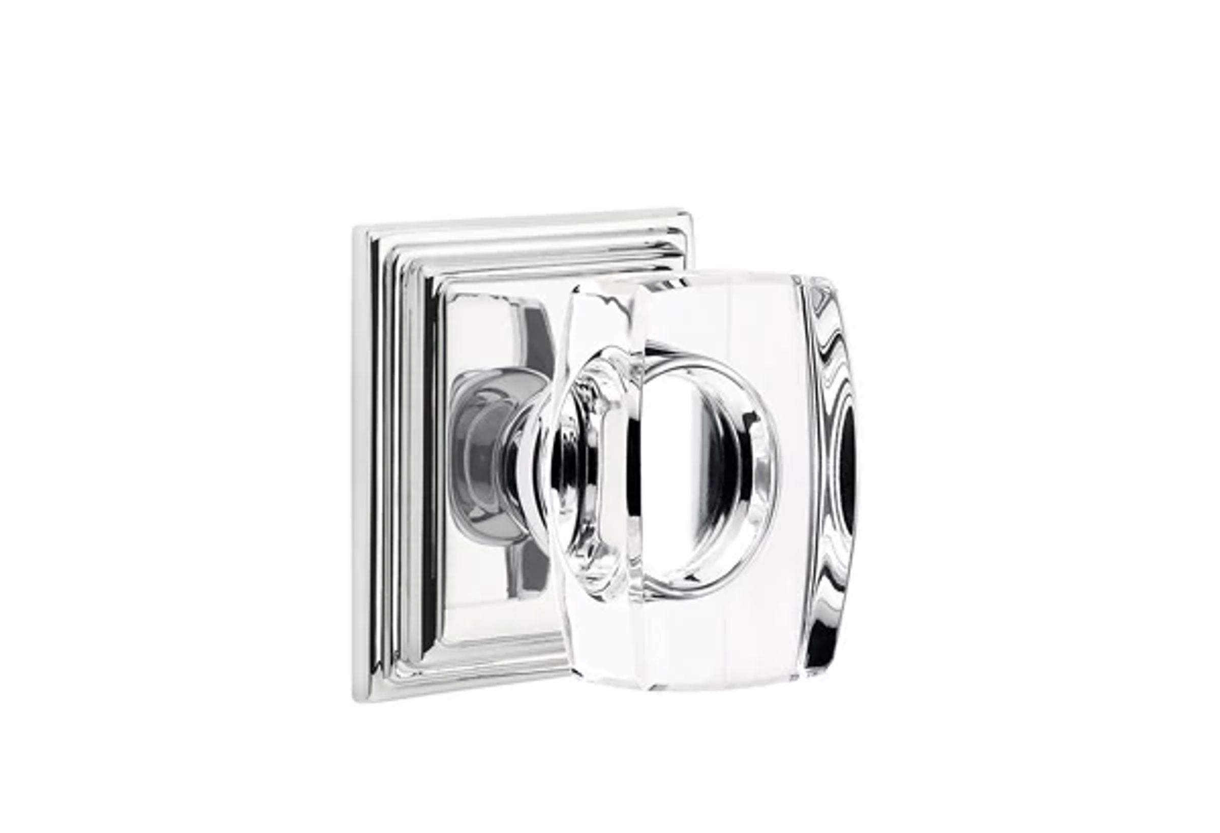 Emtek Concealed Fastener Windsor Glass Knob Set with Wilshire Rosette