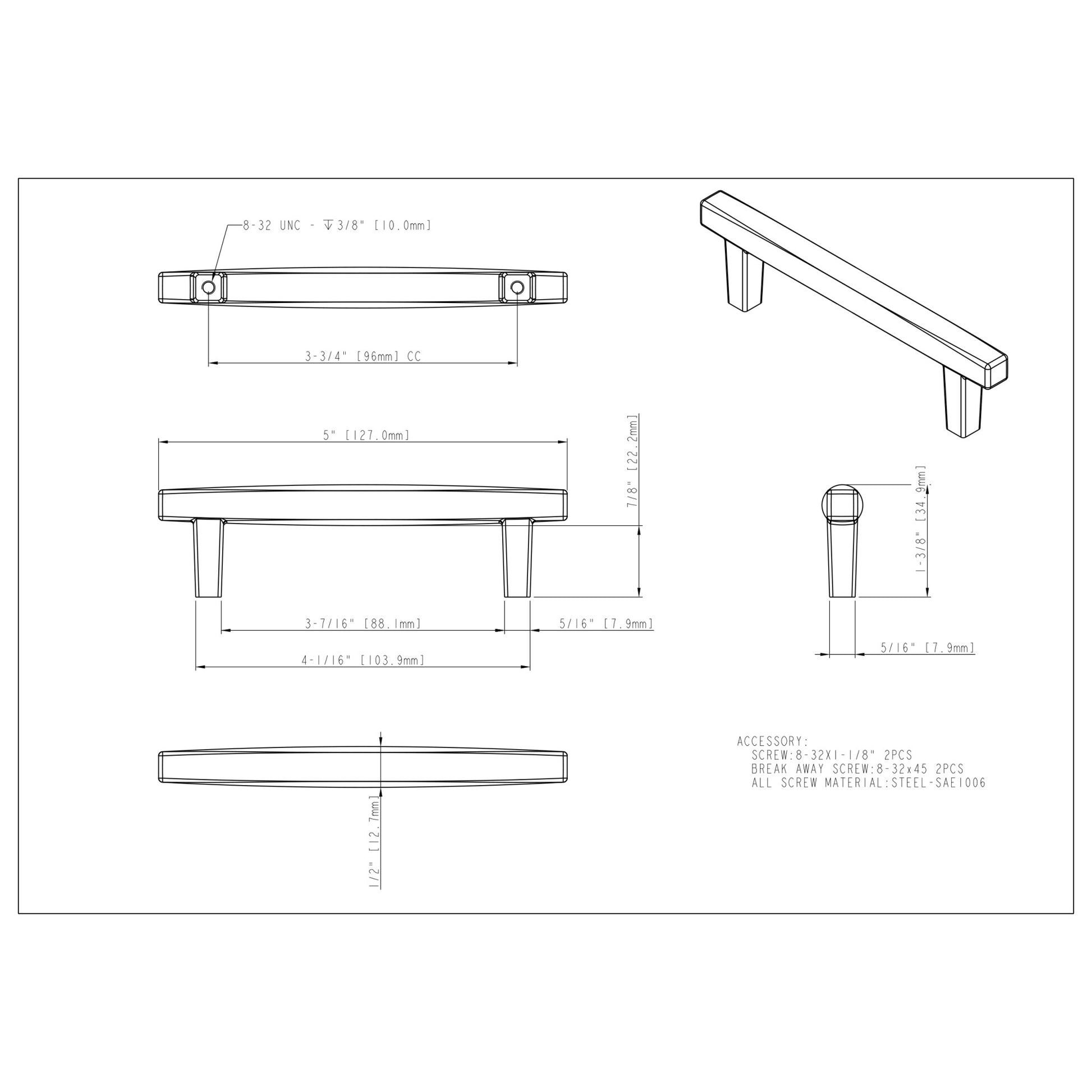 Jeffrey Alexander Whitlock Cabinet Pull Matte Black / 305 mm