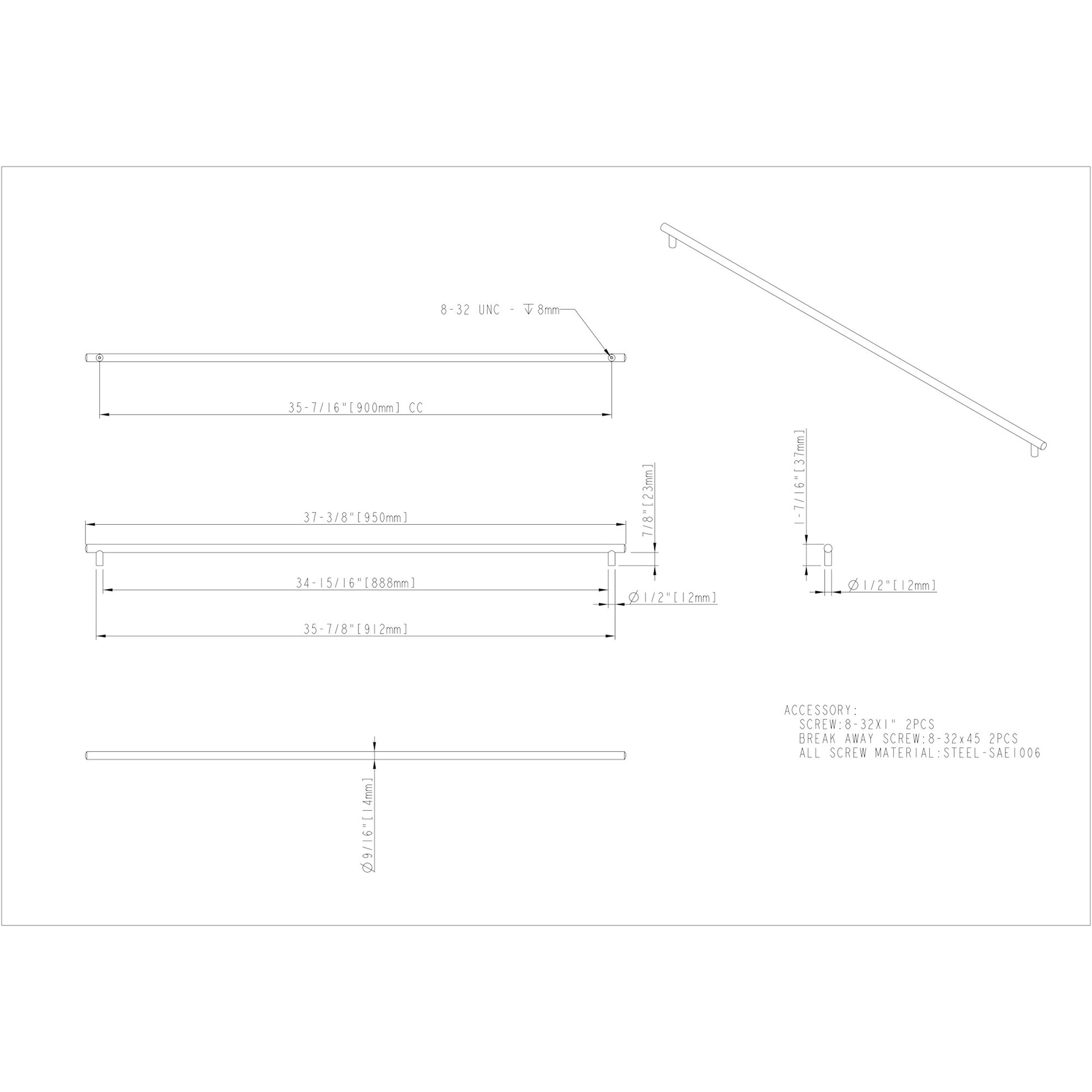 Jeffrey Alexander Key West Cabinet Bar Pull Dark Bronze / 3 3/4"