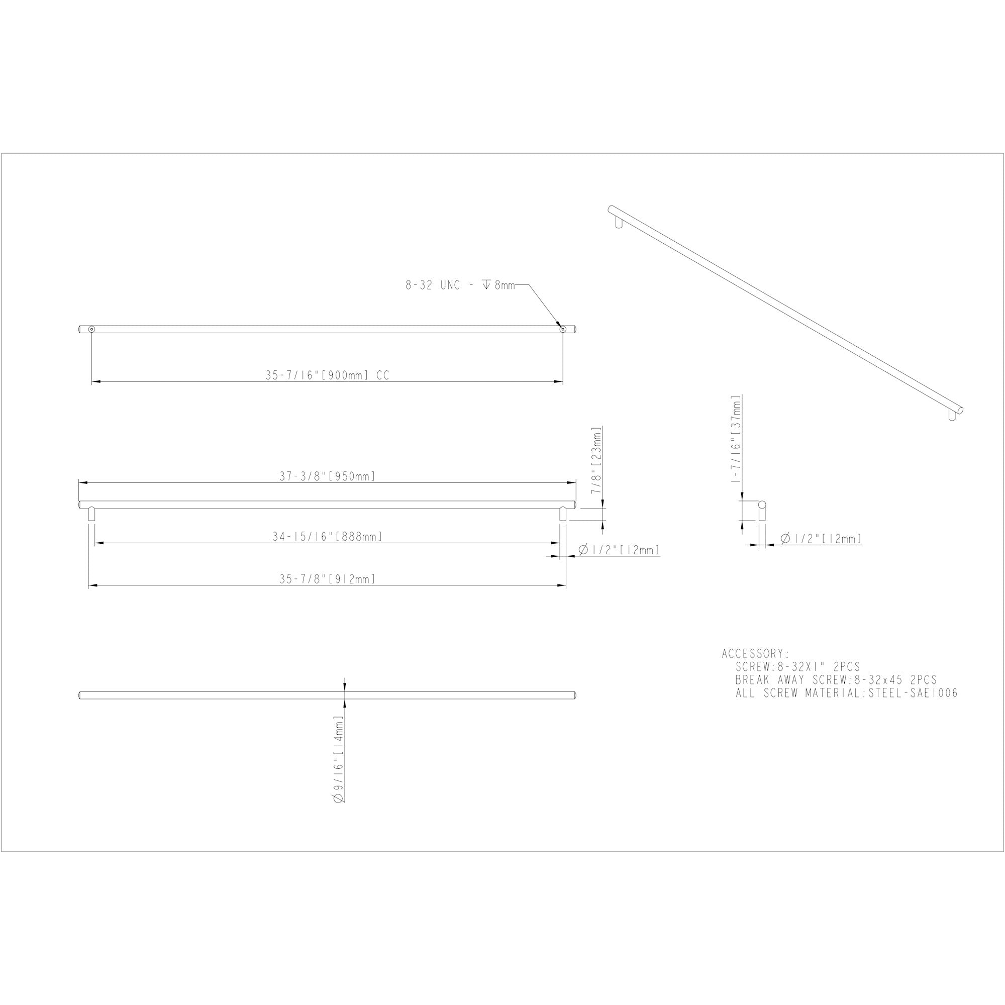 Jeffrey Alexander Key West Cabinet Bar Pull Dark Bronze / 3 3/4"