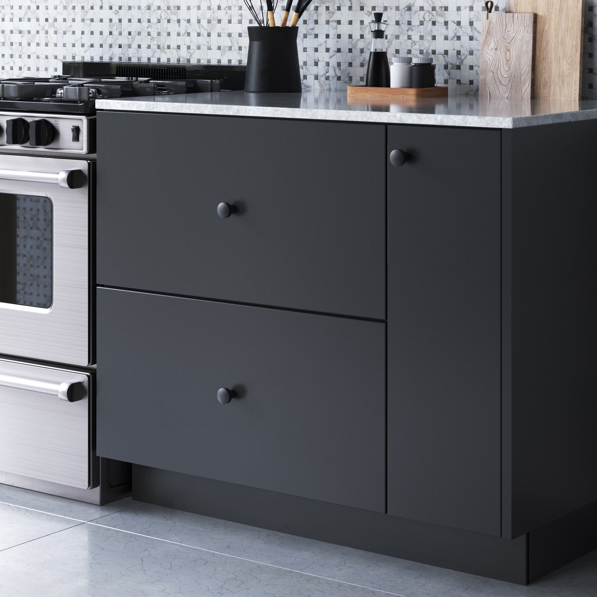 Lennox Knob by Atlas 1-1/4" / Matte Black