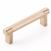 Emtek Select Cabinet Pull 3 1/2" Centers Rectangular Stem, Knurled Bar