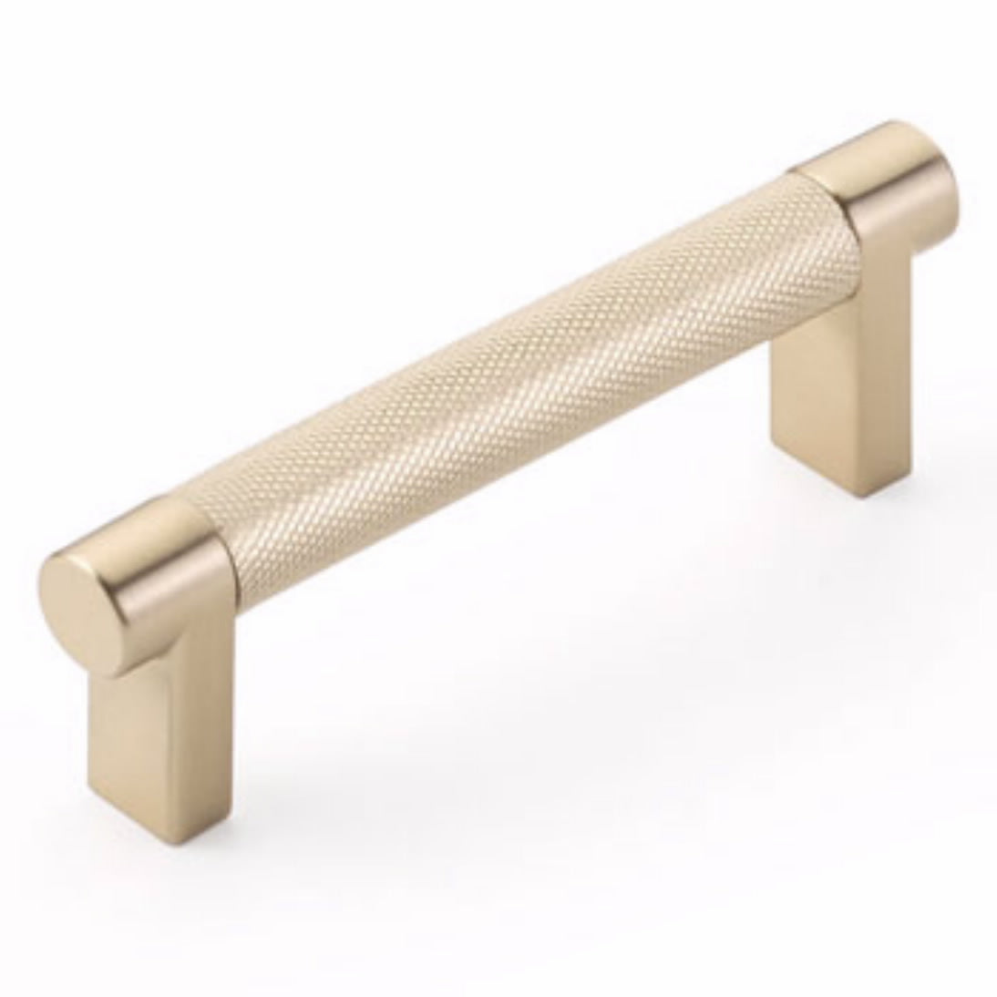 Emtek Select Cabinet Pull 3 1/2" Centers Rectangular Stem, Knurled Bar