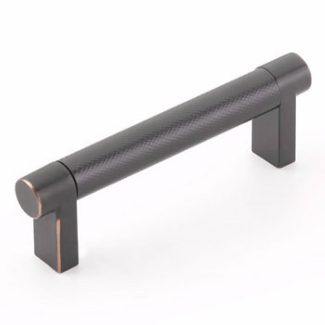 Emtek Select Cabinet Pull 3 1/2" Centers Rectangular Stem, Knurled Bar