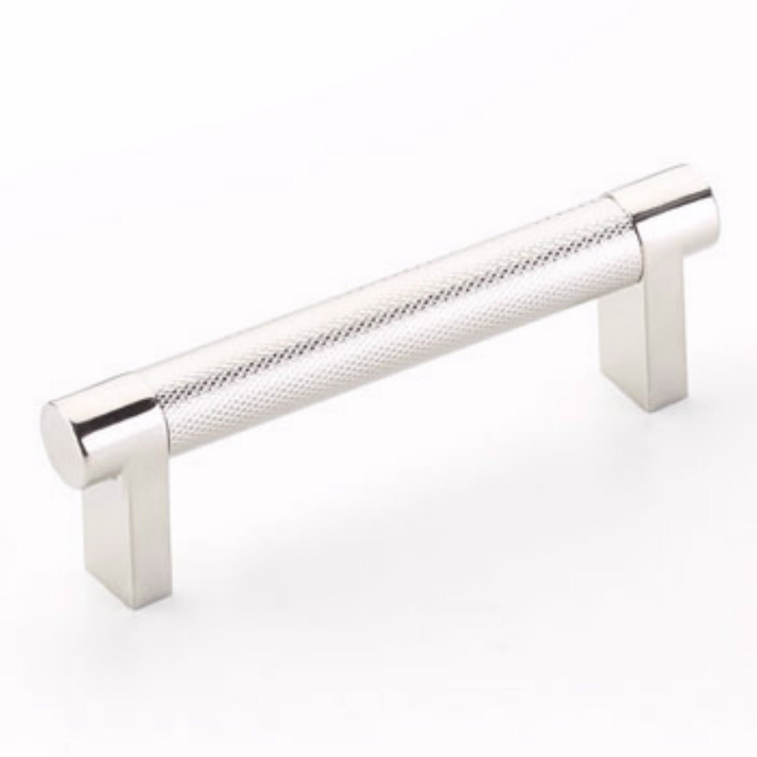 Emtek Select Cabinet Pull 3 1/2" Centers Rectangular Stem, Knurled Bar