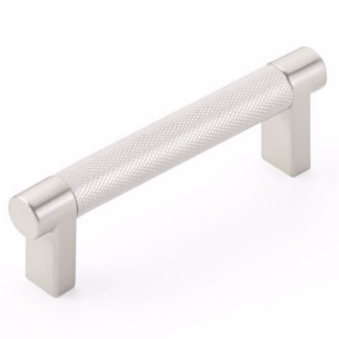 Emtek Select Cabinet Pull 3 1/2" Centers Rectangular Stem, Knurled Bar