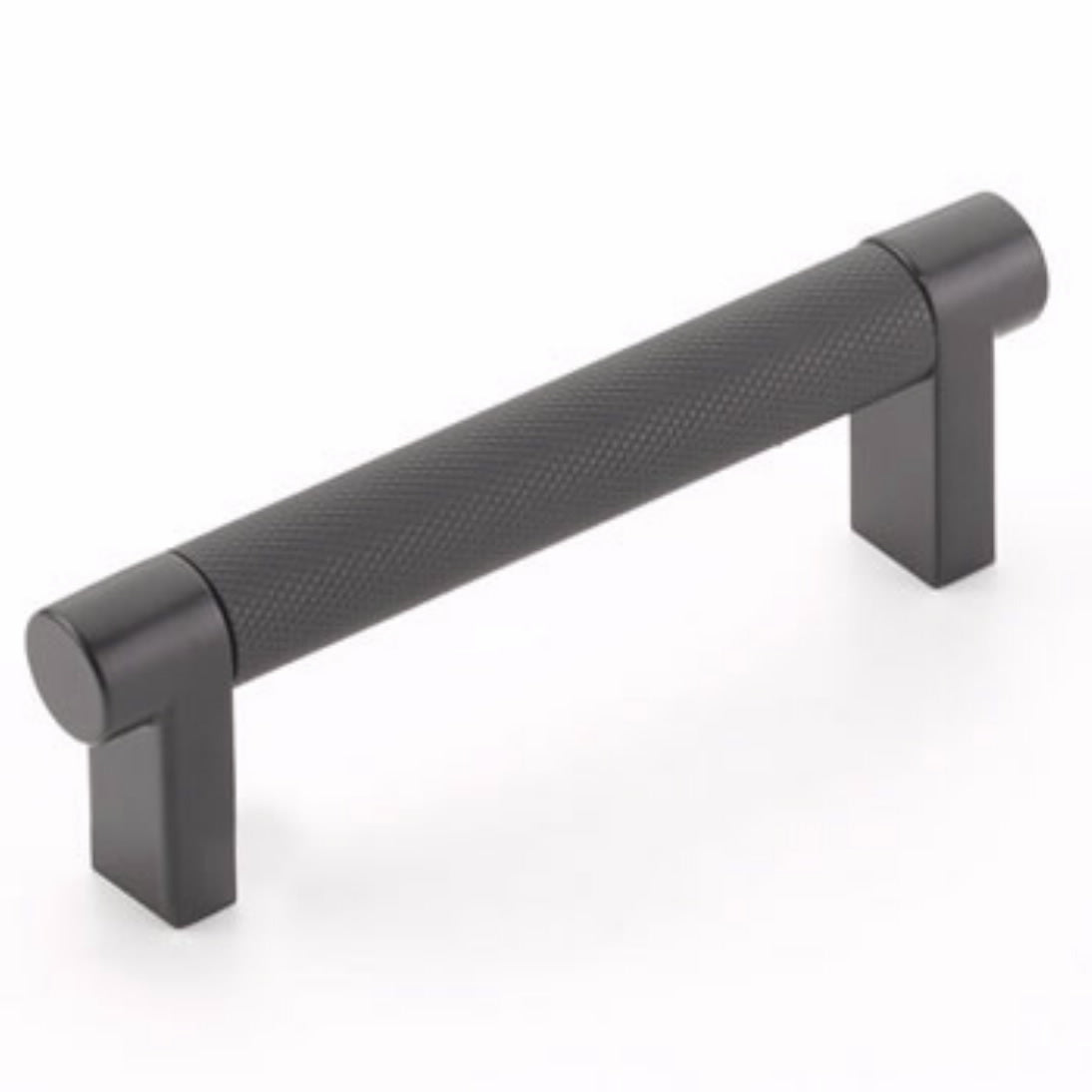 Emtek Select Cabinet Pull 3 1/2" Centers Rectangular Stem, Knurled Bar