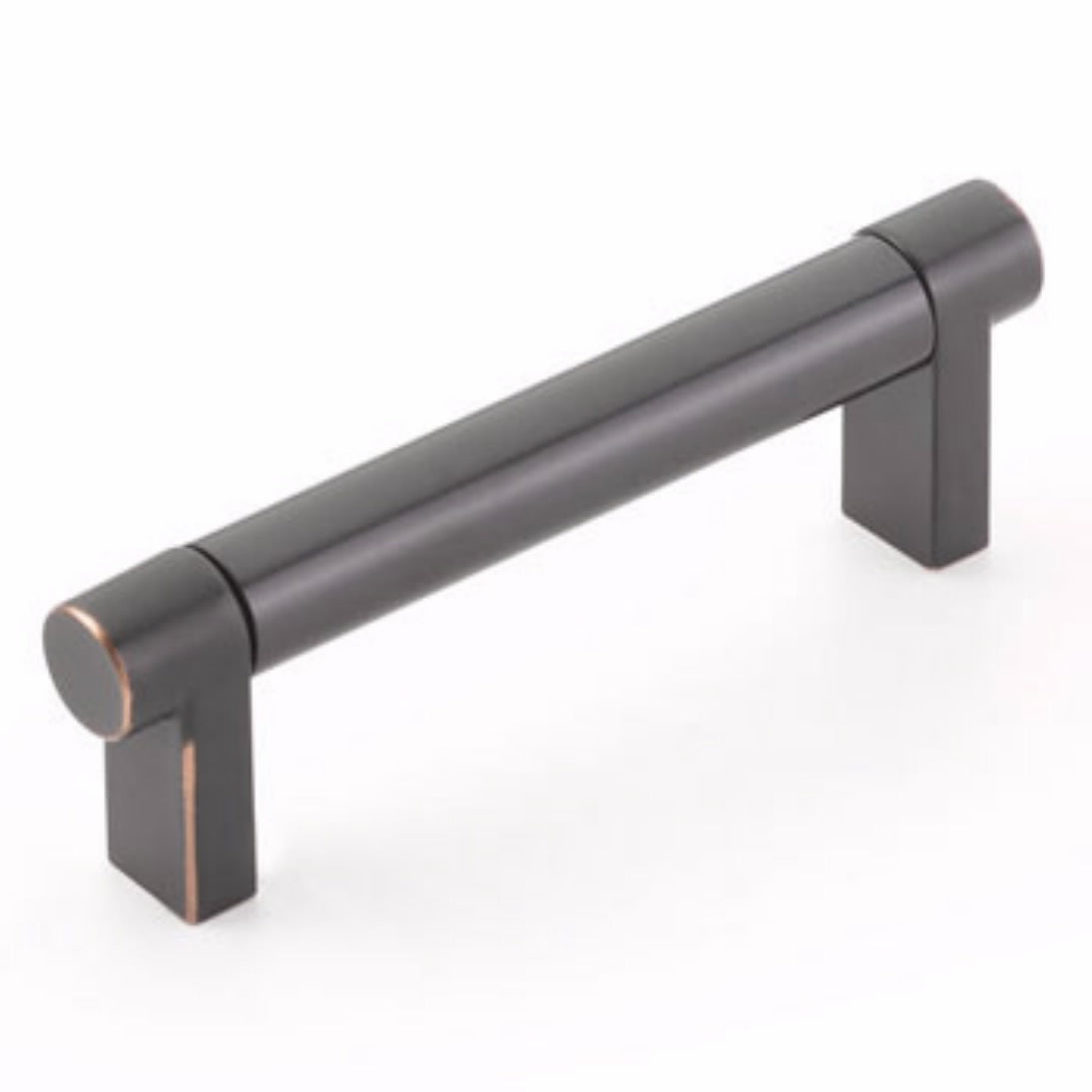 Emtek Select Cabinet Pull 3 1/2" Centers Rectangular Stem, Smooth Bar