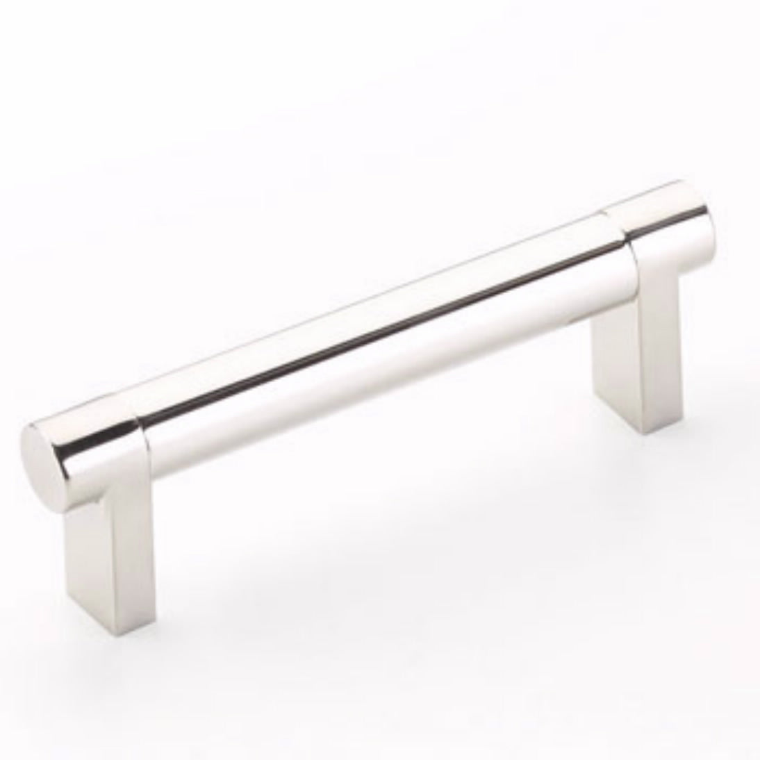 Emtek Select Cabinet Pull 3 1/2" Centers Rectangular Stem, Smooth Bar