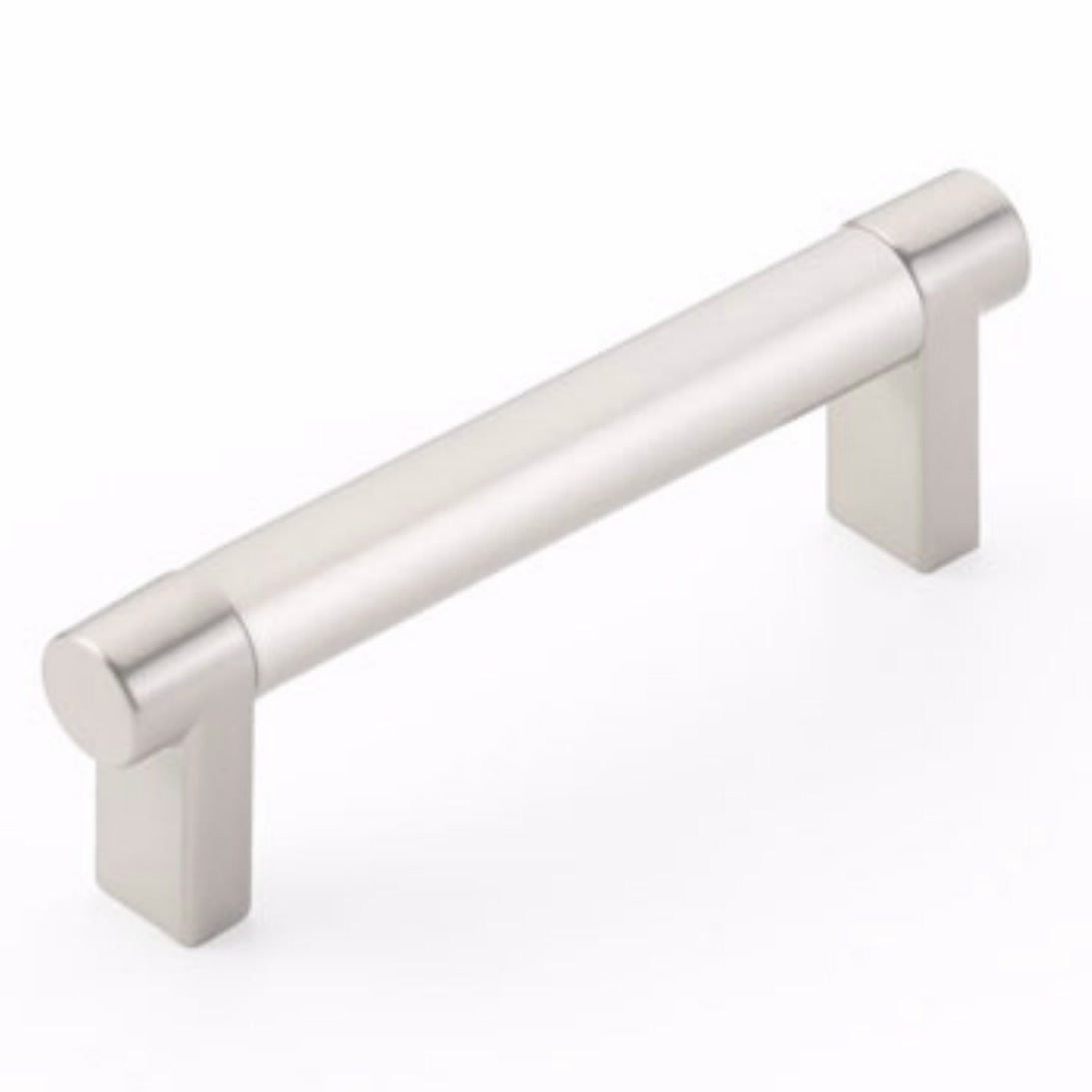 Emtek Select Cabinet Pull 3 1/2" Centers Rectangular Stem, Smooth Bar