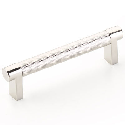 Emtek Select Cabinet Pull 4" Centers Rectangular Stem, Knurled Bar