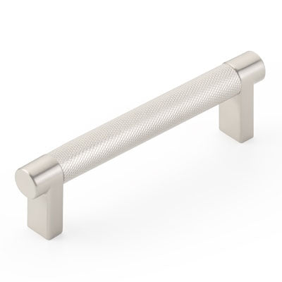 Emtek Select Cabinet Pull 4" Centers Rectangular Stem, Knurled Bar