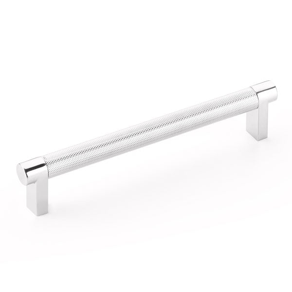 Emtek Select Cabinet Pull 6" Centers Rectangular Stem, Knurled Bar