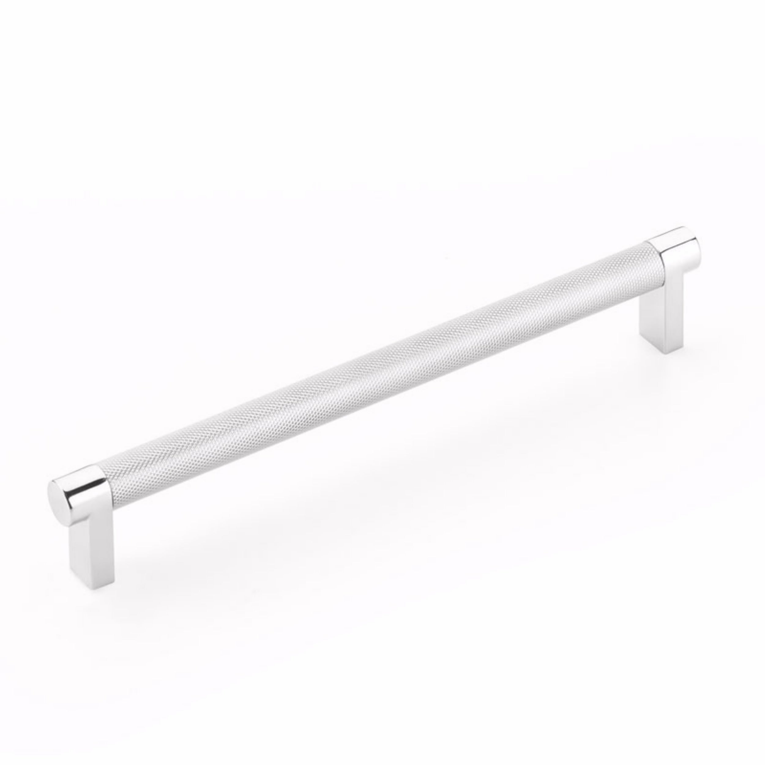 Emtek Select Cabinet Pull 8" Centers Rectangular Stem, Knurled Bar