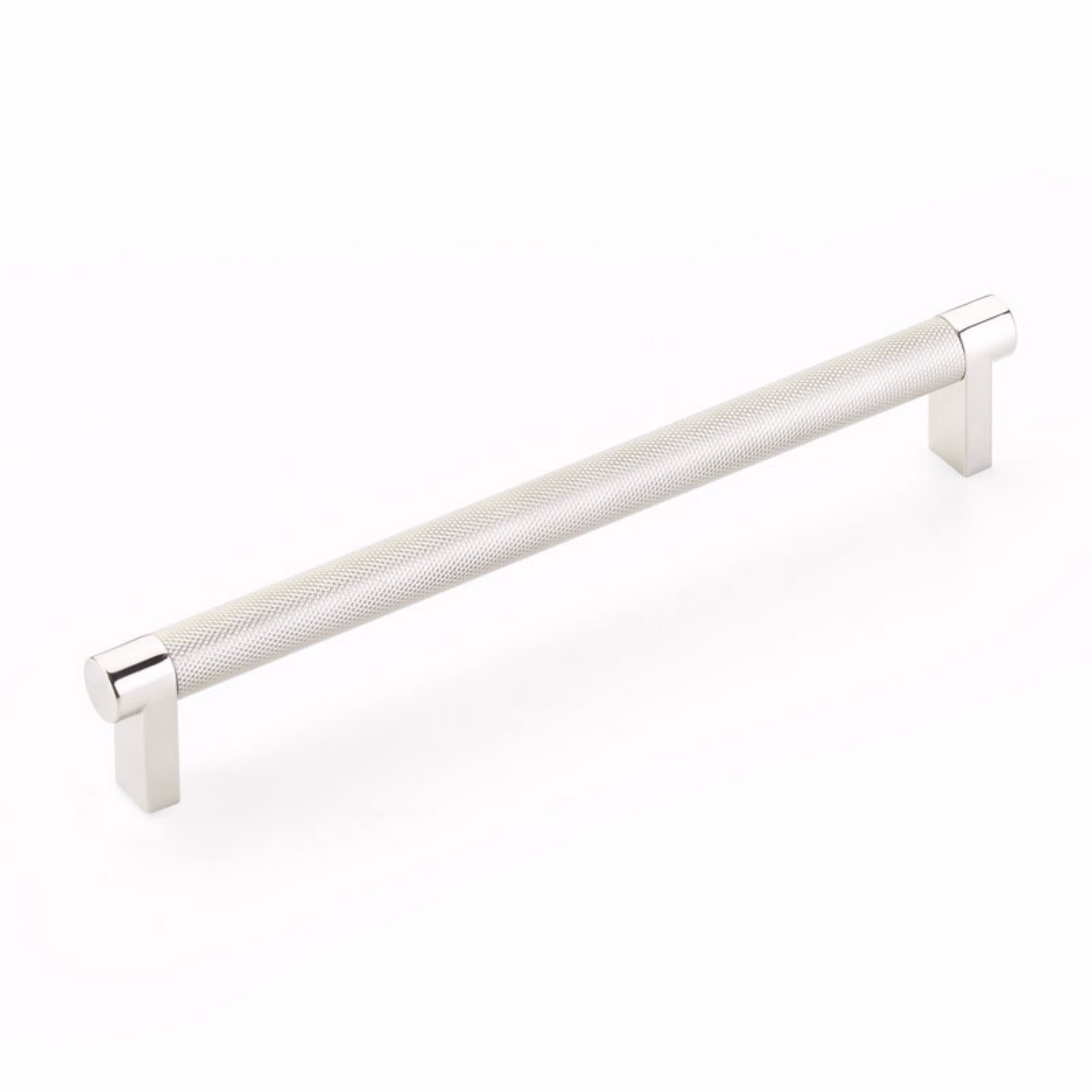 Emtek Select Cabinet Pull 8" Centers Rectangular Stem, Knurled Bar