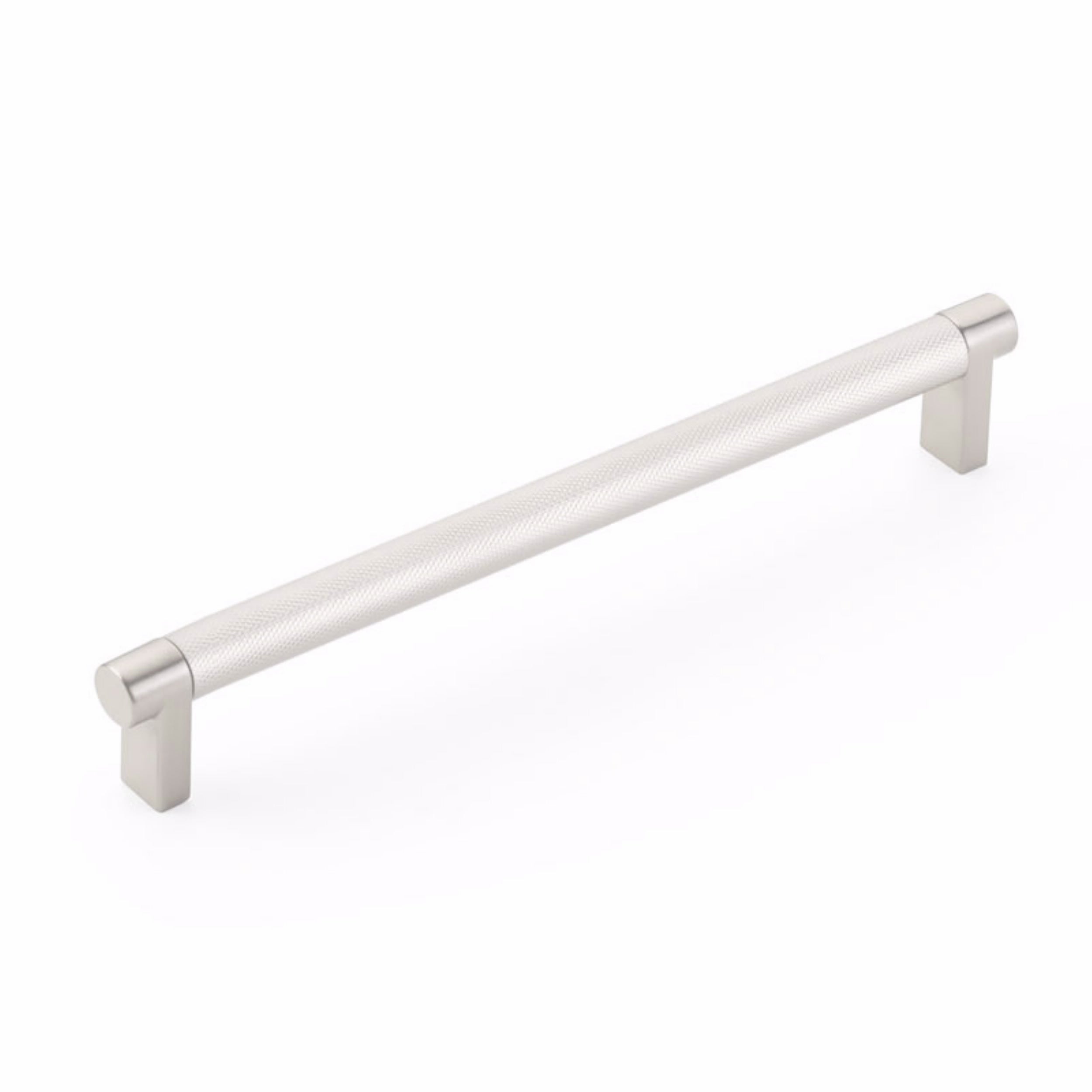 Emtek Select Cabinet Pull 8" Centers Rectangular Stem, Knurled Bar
