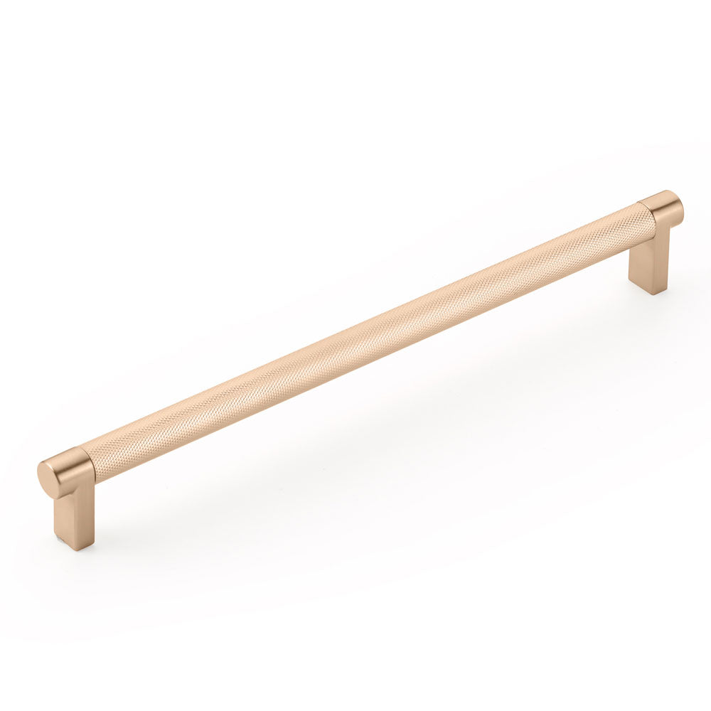 Emtek Select Cabinet Pull 10" Centers Rectangular Stem, Knurled Bar