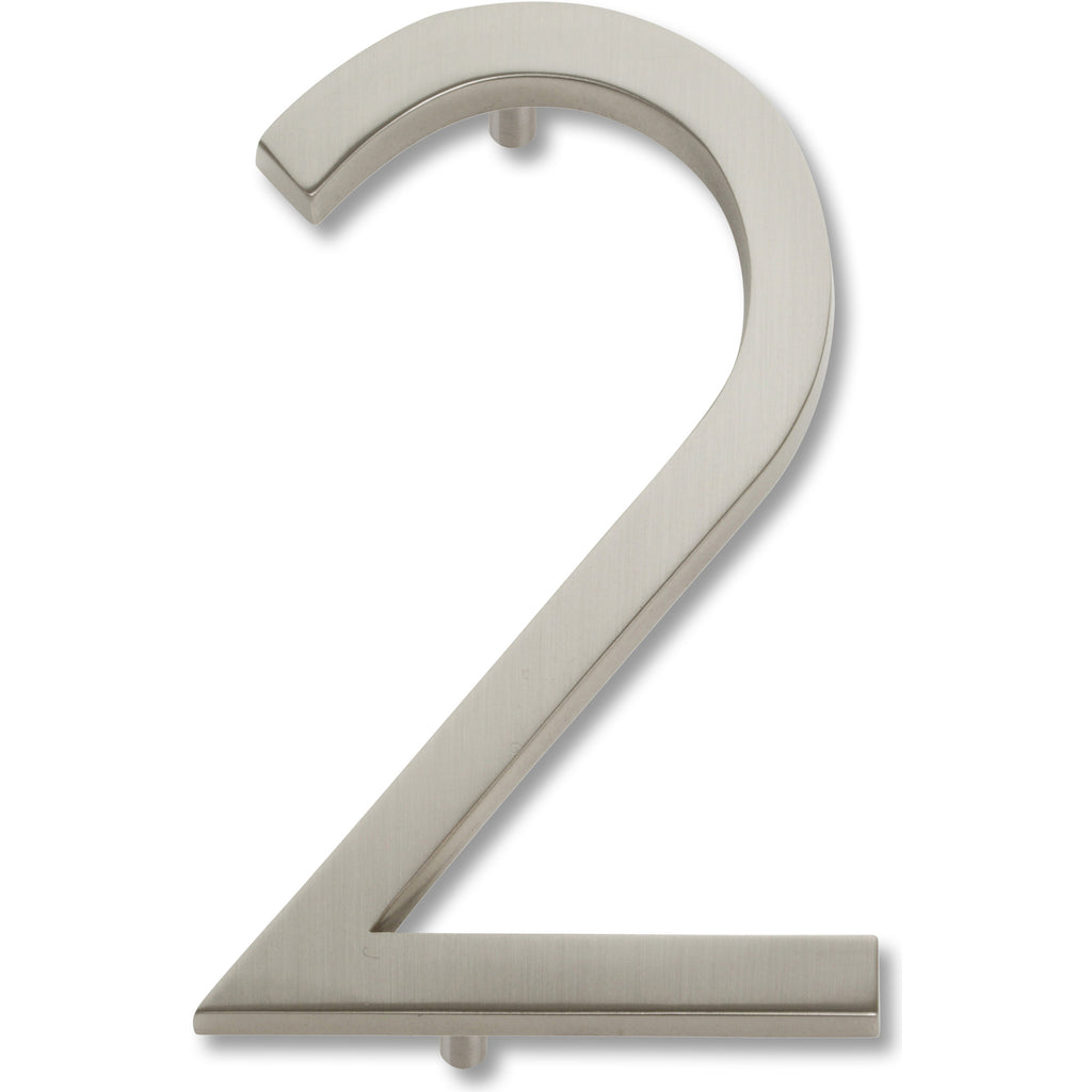 Modern Avalon House Number #2 by Atlas 4-1/2" / Brushed Nickel