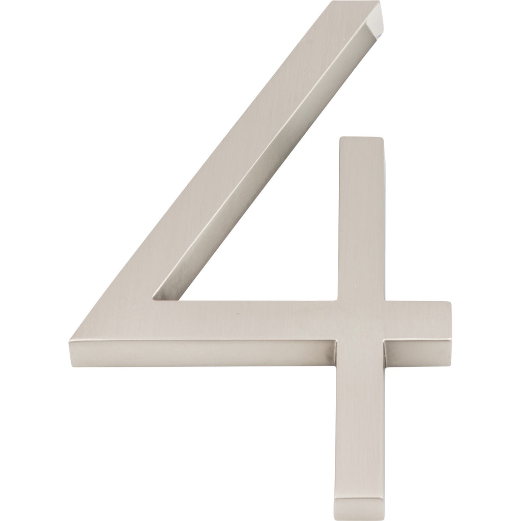 Modern Avalon House Number #4 by Atlas 6" / Brushed Nickel