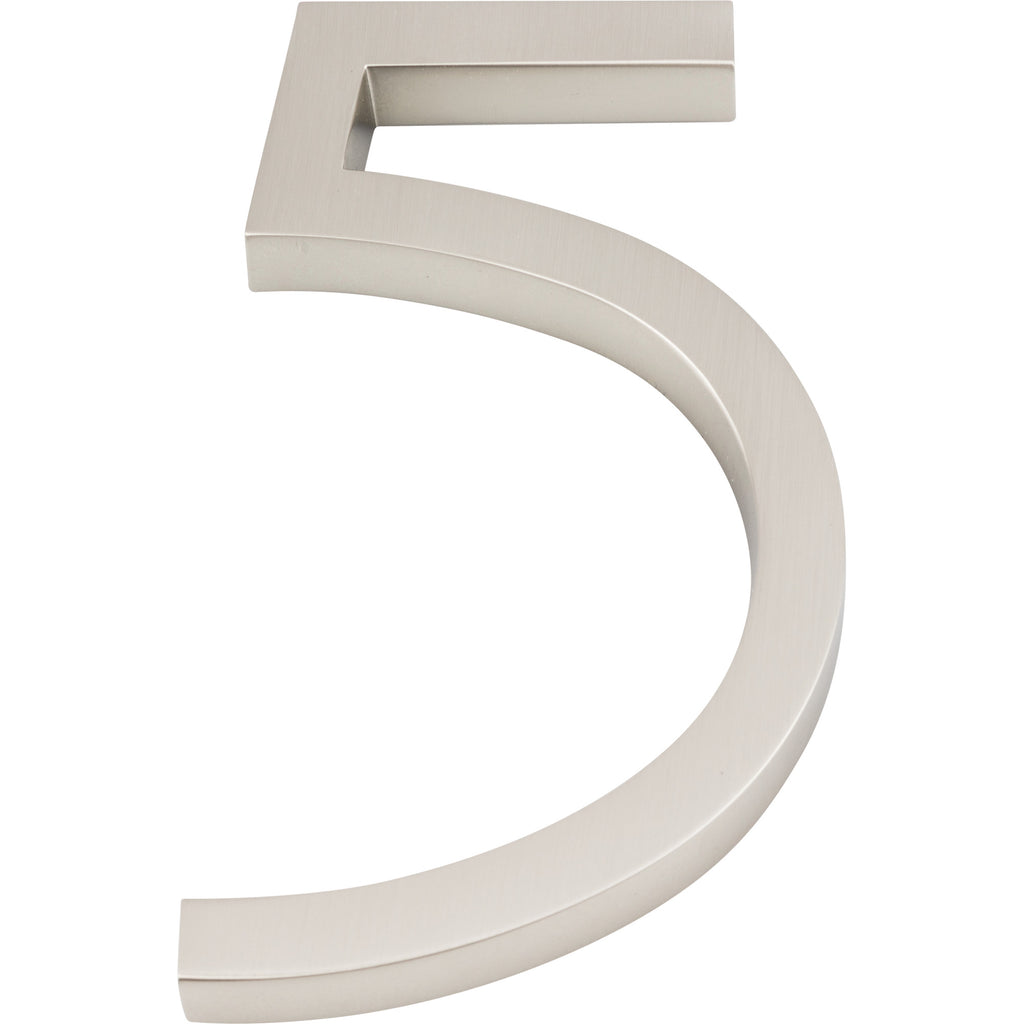 Modern Avalon House Number #5 by Atlas 6" / Brushed Nickel