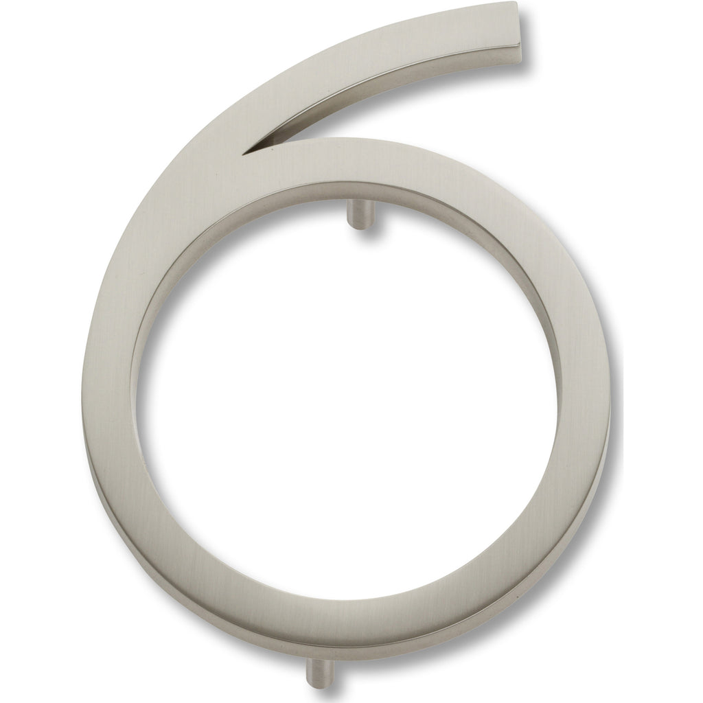 Modern Avalon House Number #6 by Atlas 4-1/2" / Brushed Nickel