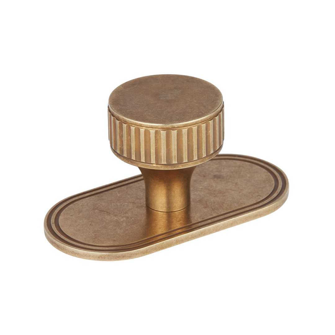 BEL - 25mm - Barwick Ridged Cabinet Knob With Backplate by Armac Martin - New York Hardware