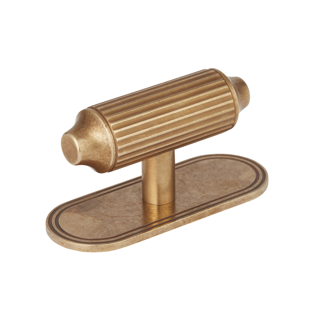 BEL - 79mm - Barwick Ridged T-bar Handle With Backplate by Armac Martin - New York Hardware