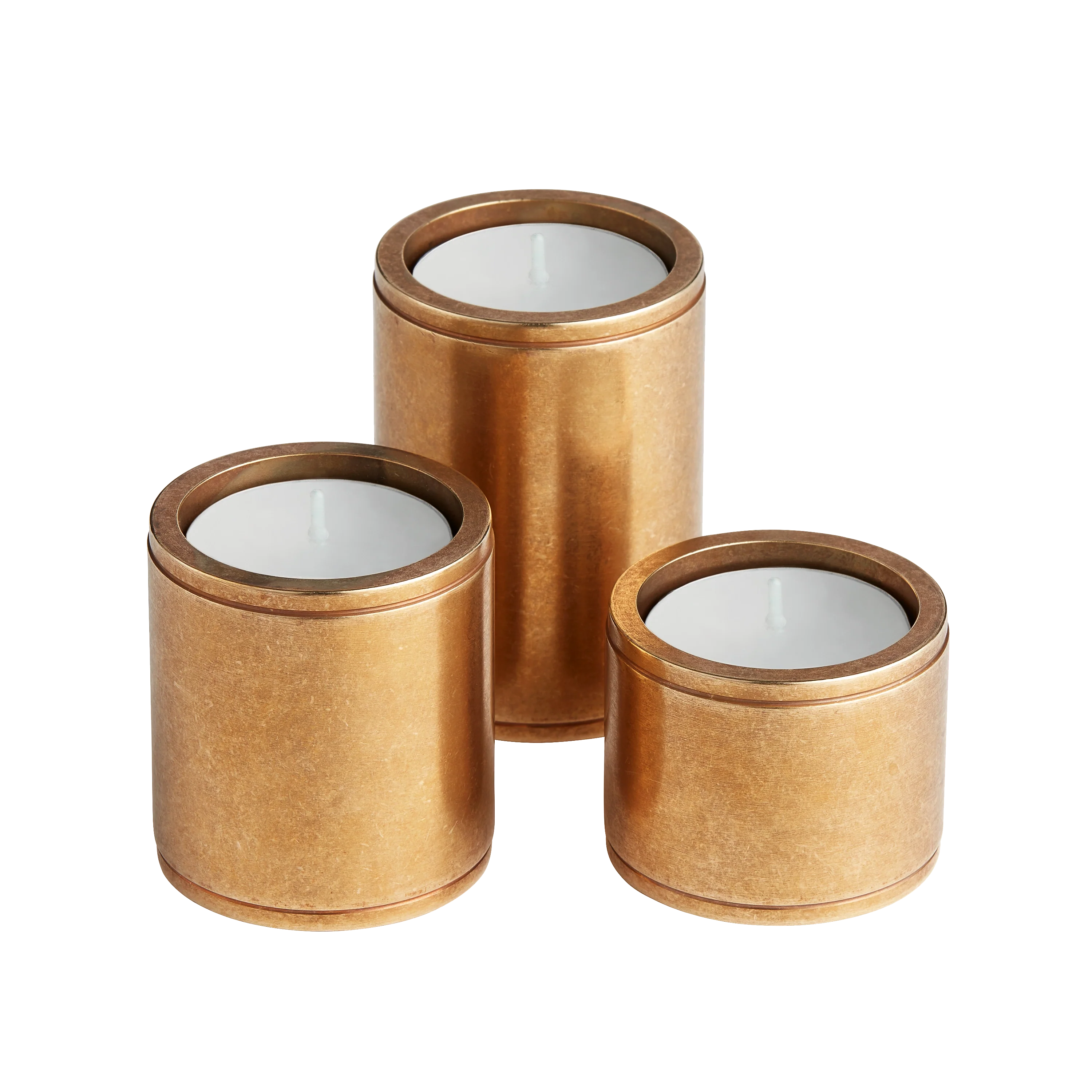 Armac Martin Barwick Plain Set of Three Brass Tealight Holders