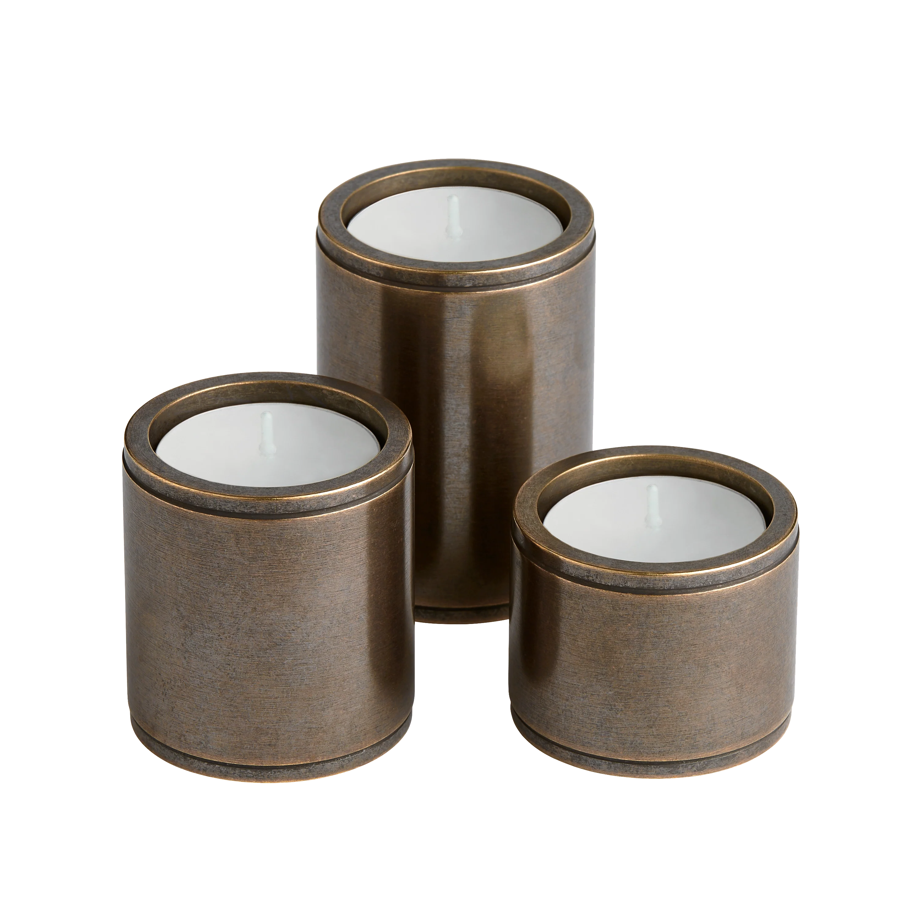 Armac Martin Barwick Plain Set of Three Brass Tealight Holders