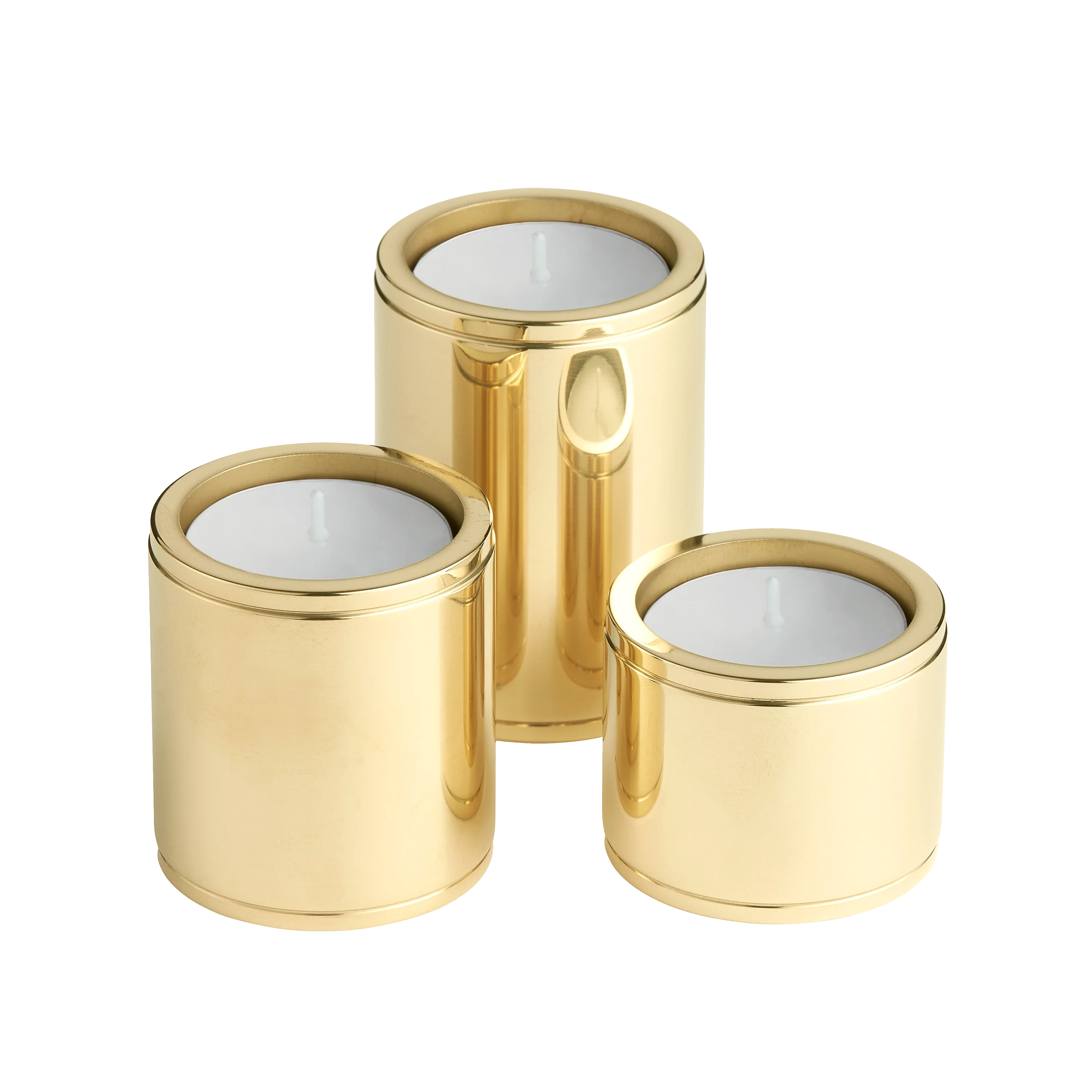 Armac Martin Barwick Plain Set of Three Brass Tealight Holders