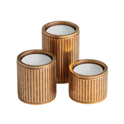 Armac Martin Barwick Ridged Set of Three Brass Tealight Holders