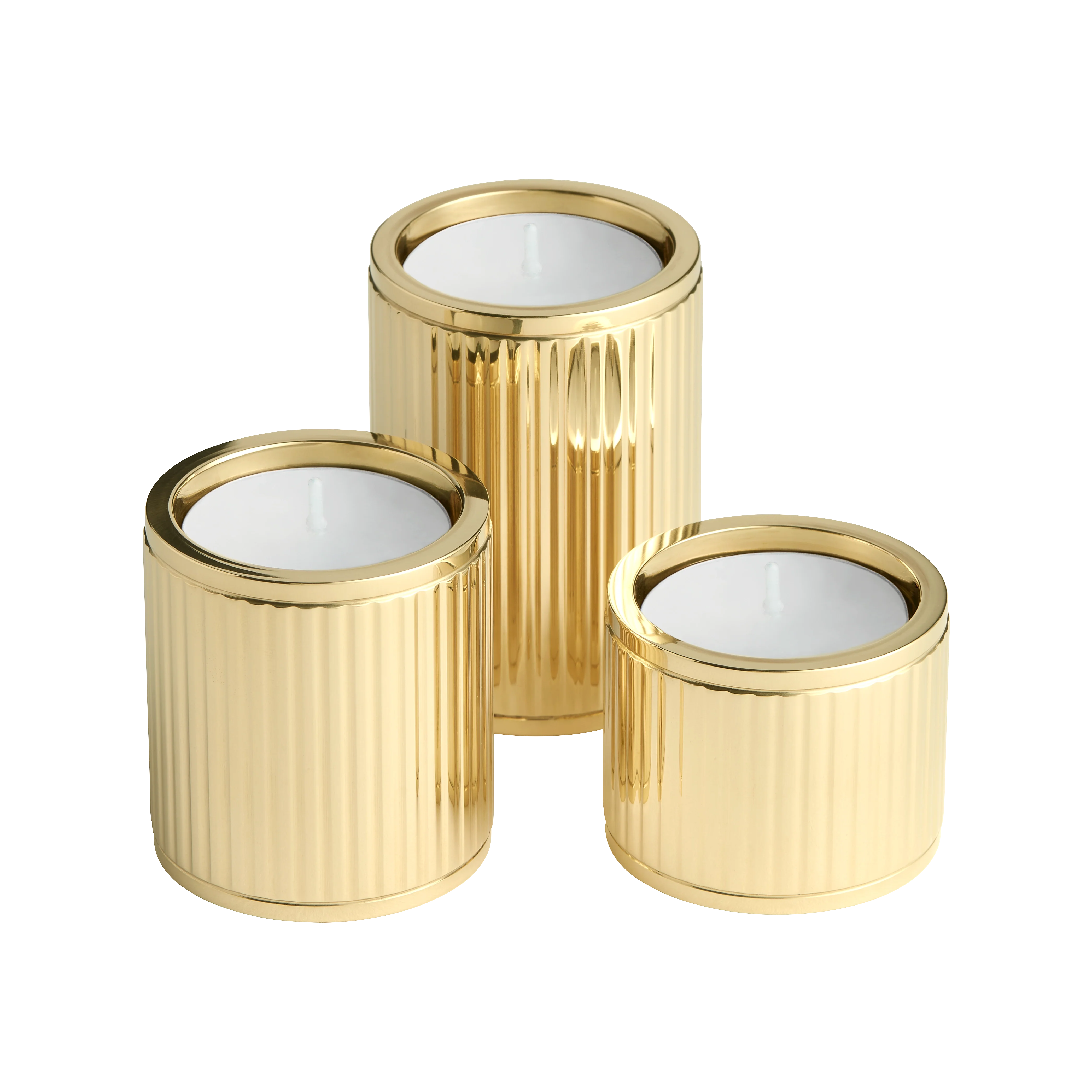 Armac Martin Barwick Ridged Set of Three Brass Tealight Holders