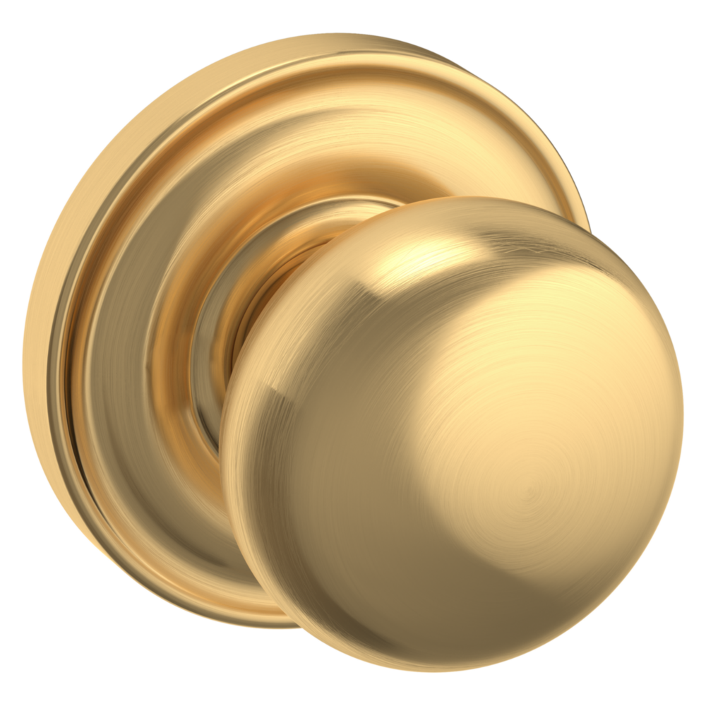 Baldwin 5000 Baltimore Knob Set with 5048 Round Rose Lifetime (PVD) Satin Brass / Passage / Reversible