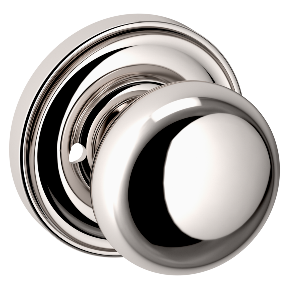 Baldwin 5000 Baltimore Knob Set with 5048 Round Rose Lifetime (PVD) Polished Nickel / Privacy / Reversible