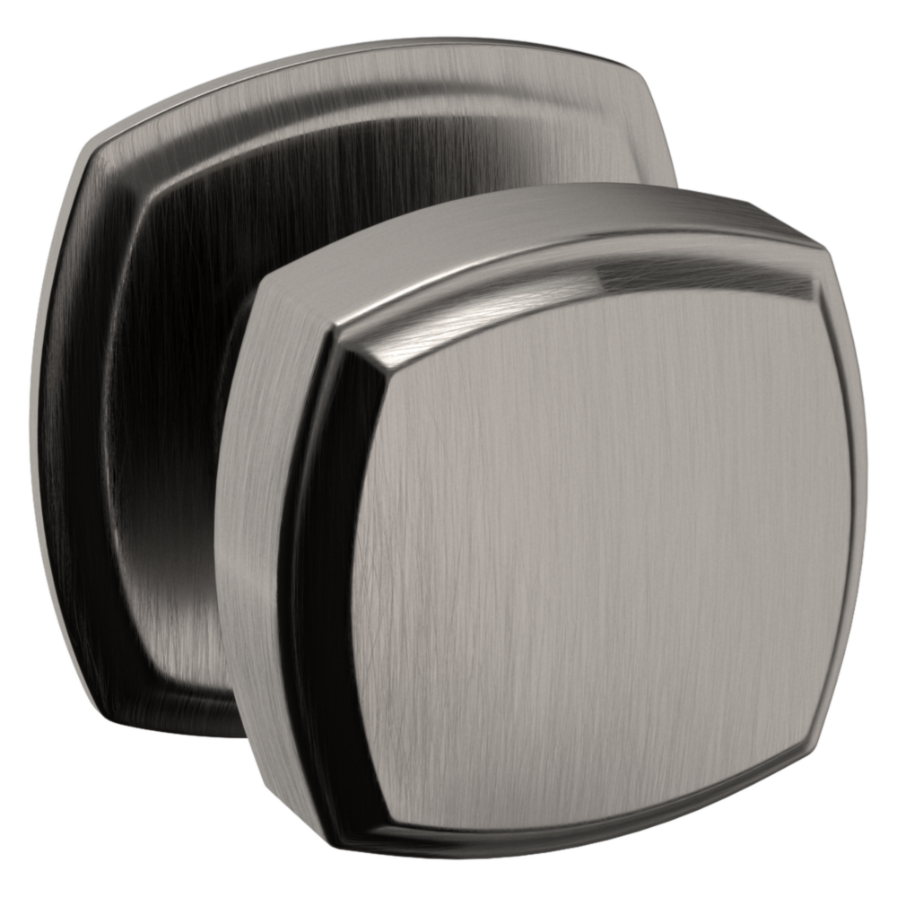 Baldwin 5011 Soft Modern Square Knob Set with 5058 Square Rose Lifetime (PVD) Graphite Nickel / Passage / Reversible