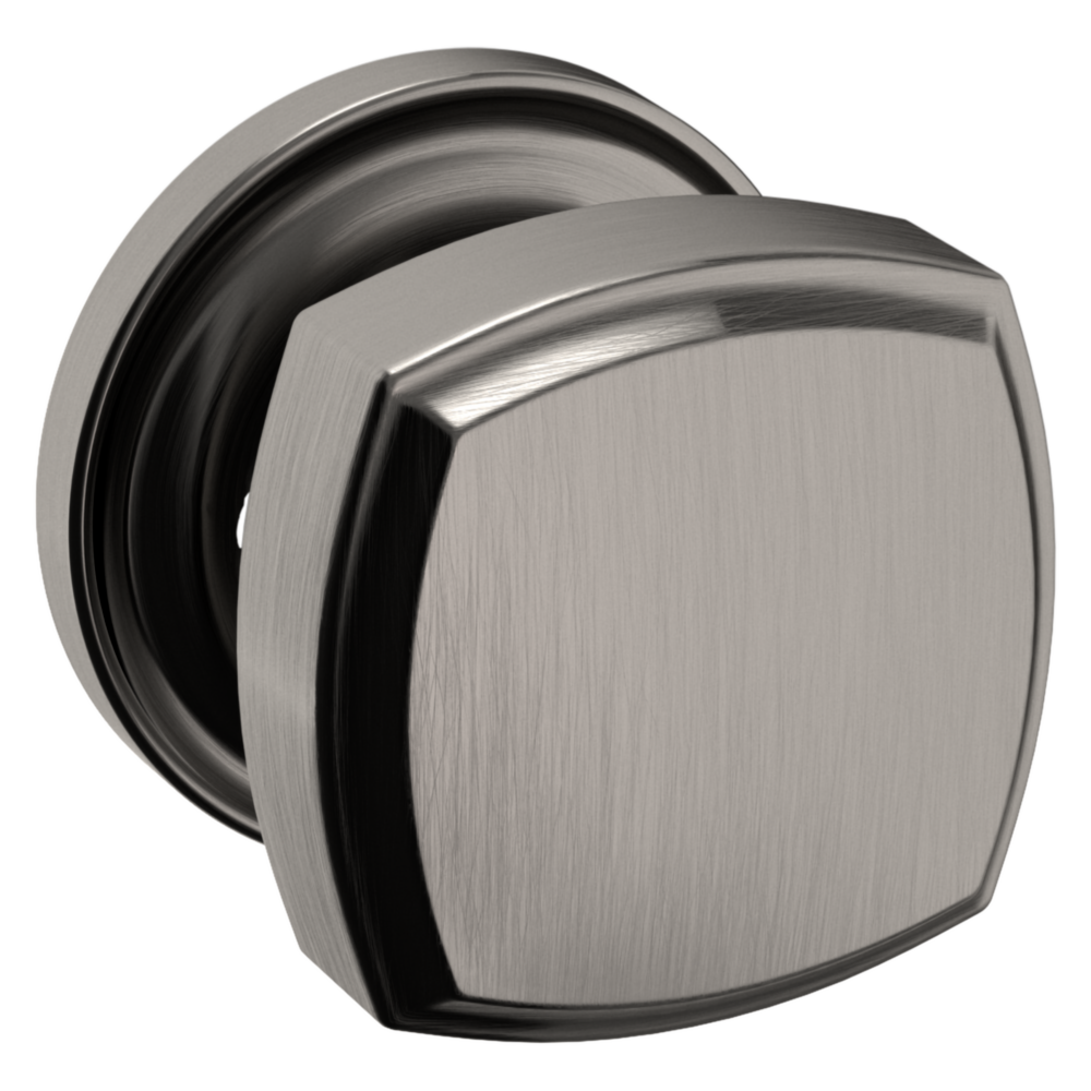 Baldwin 5011 Soft Modern Square Knob Set with 5058 Square Rose Lifetime (PVD) Graphite Nickel / Privacy / Reversible