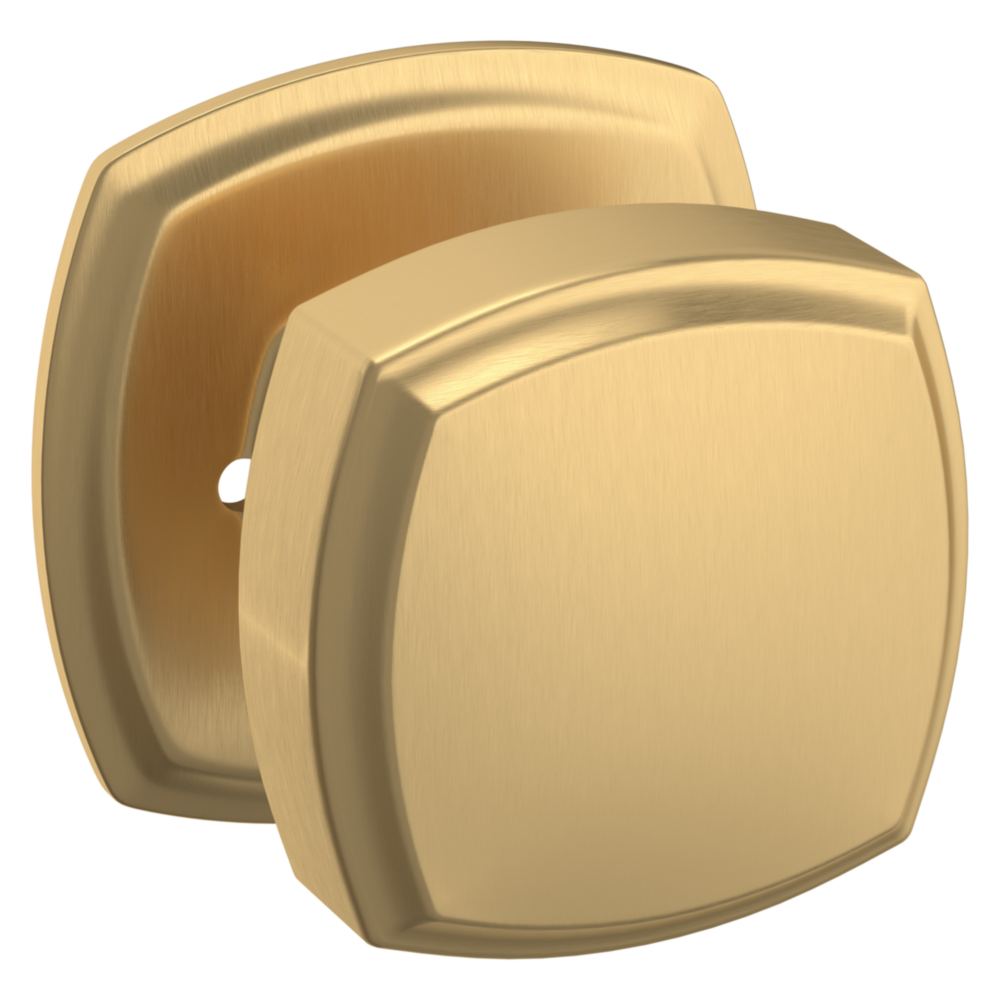 Baldwin 5011 Soft Modern Square Knob Set with 5058 Square Rose Vintage Brass / Privacy / Reversible