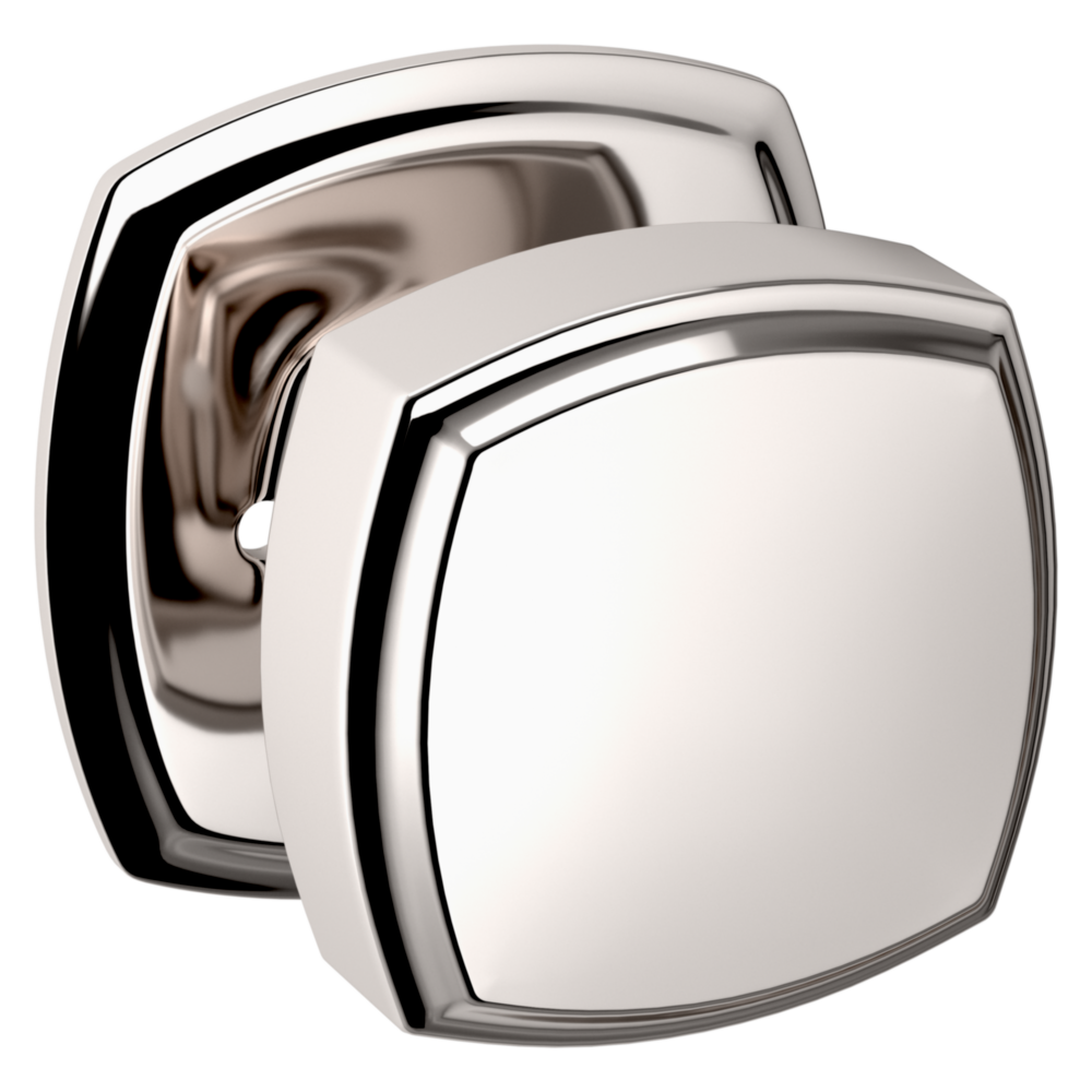 Baldwin 5011 Soft Modern Square Knob Set with 5058 Square Rose Lifetime (PVD) Polished Nickel / Privacy / Reversible