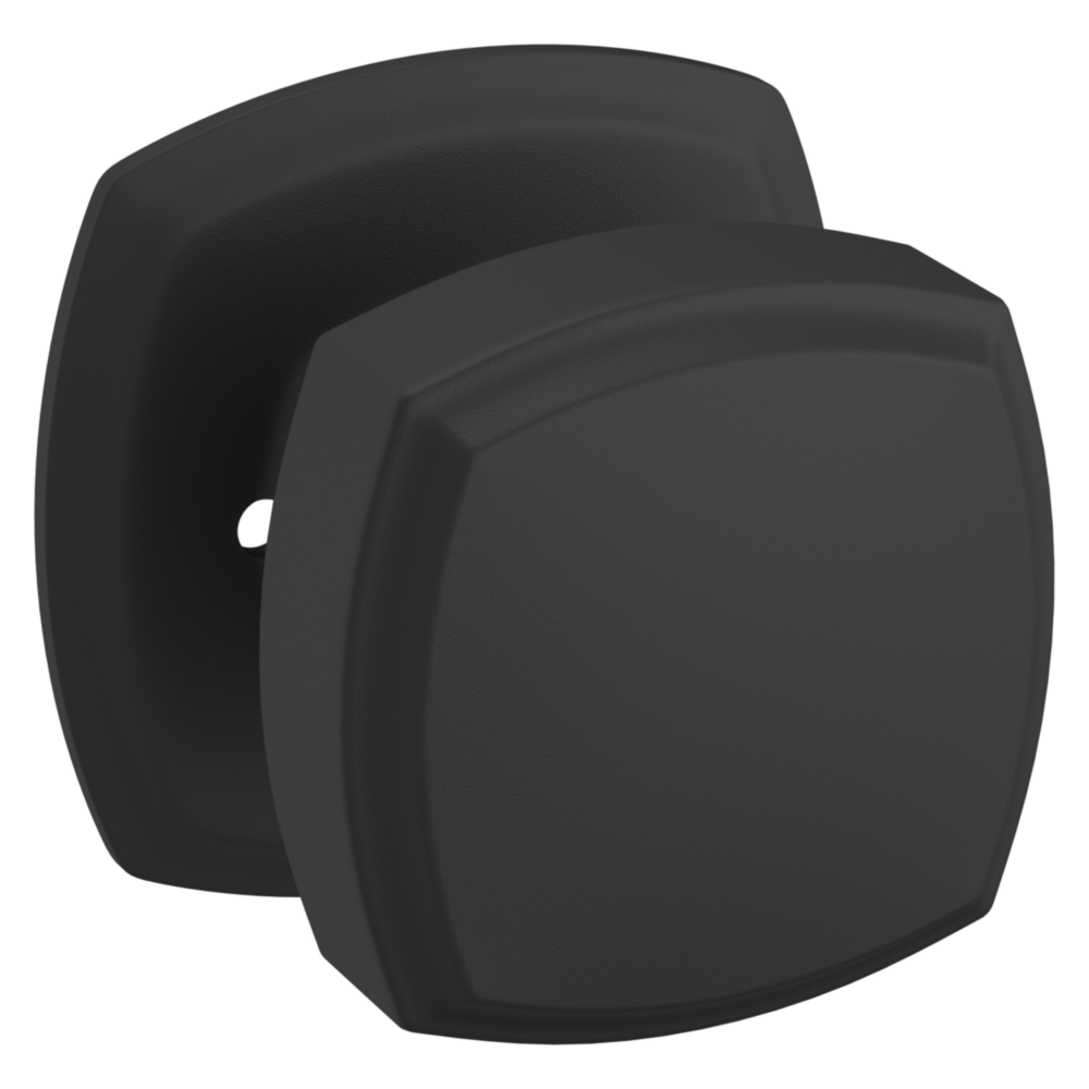 Baldwin 5011 Soft Modern Square Knob Set with 5058 Square Rose Satin Black / Privacy / Reversible