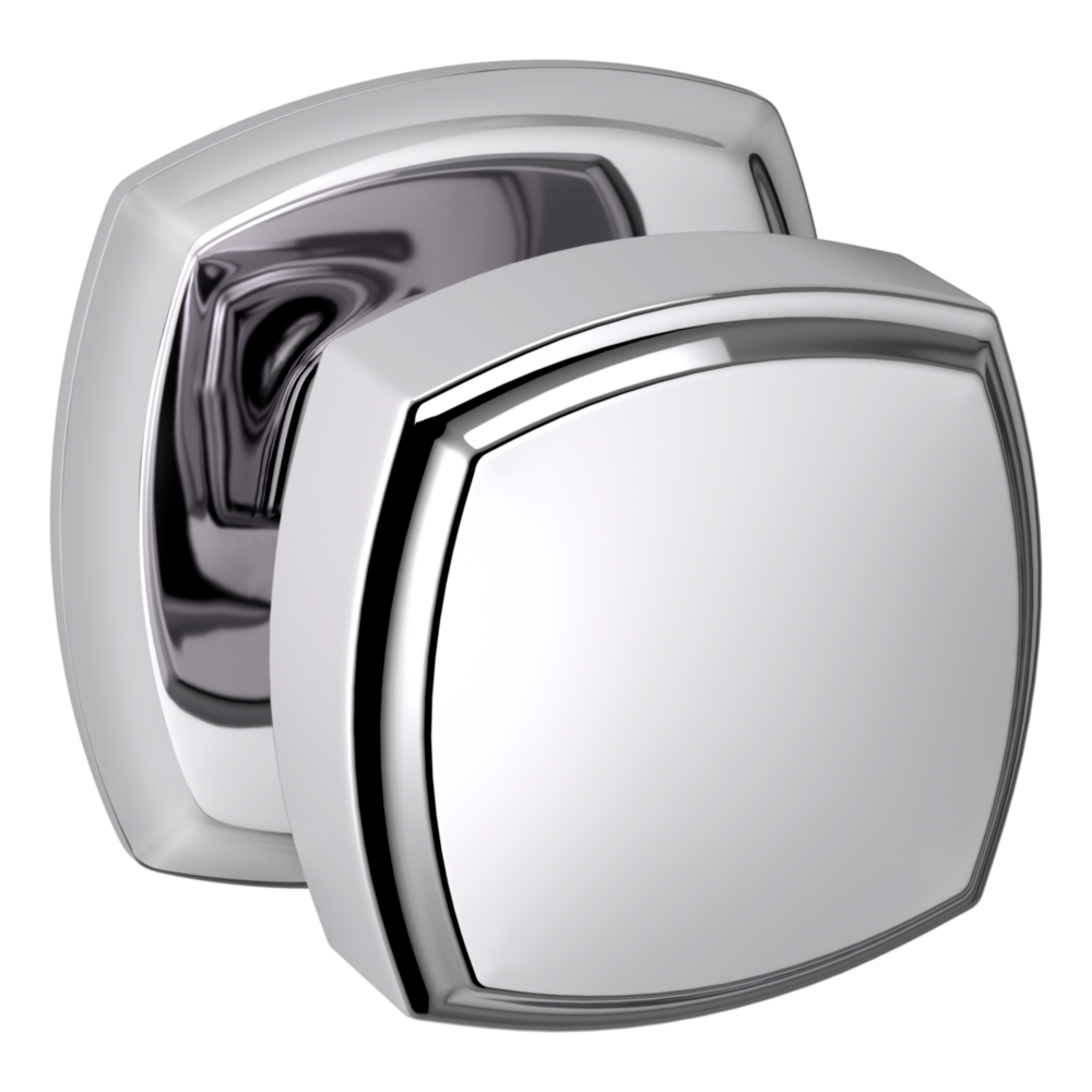 Baldwin 5011 Soft Modern Square Knob Set with 5058 Square Rose Polished Chrome / Full Dummy / Reversible