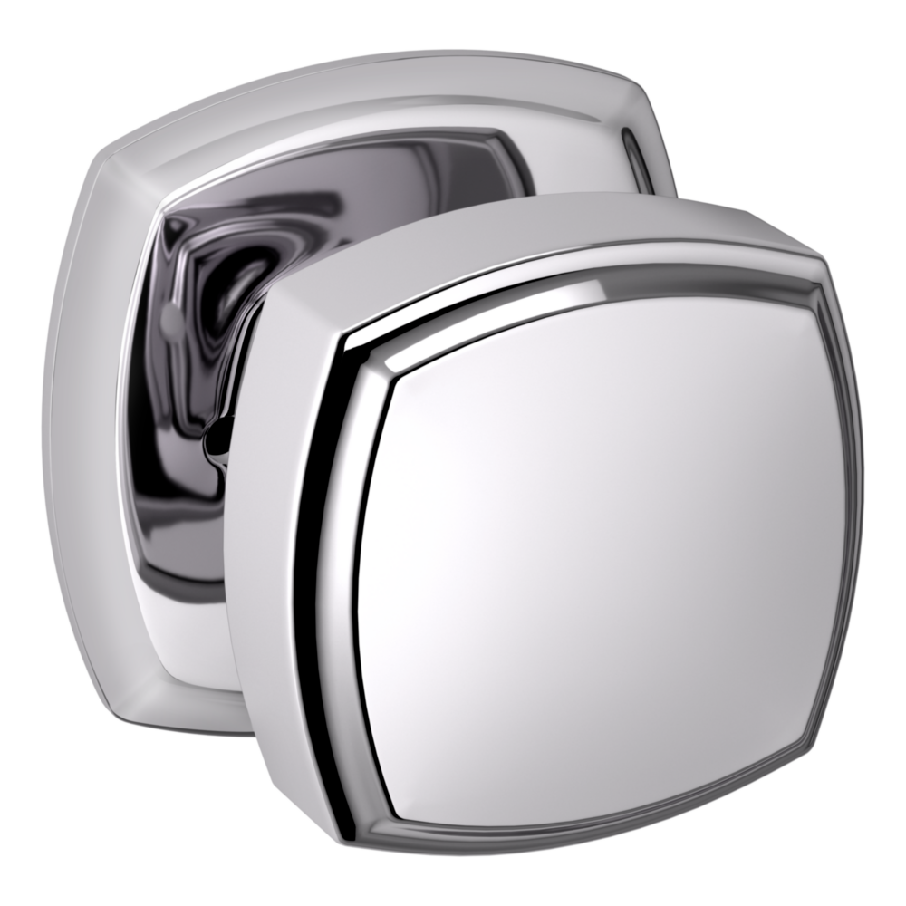 Baldwin 5011 Soft Modern Square Knob Set with 5058 Square Rose Polished Chrome / Privacy / Reversible