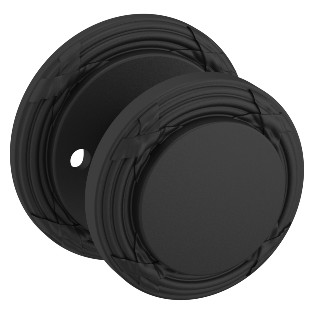 Baldwin 5013 Edinburgh Knob Set with 5021 Round Rose Satin Black / Privacy / Reversible