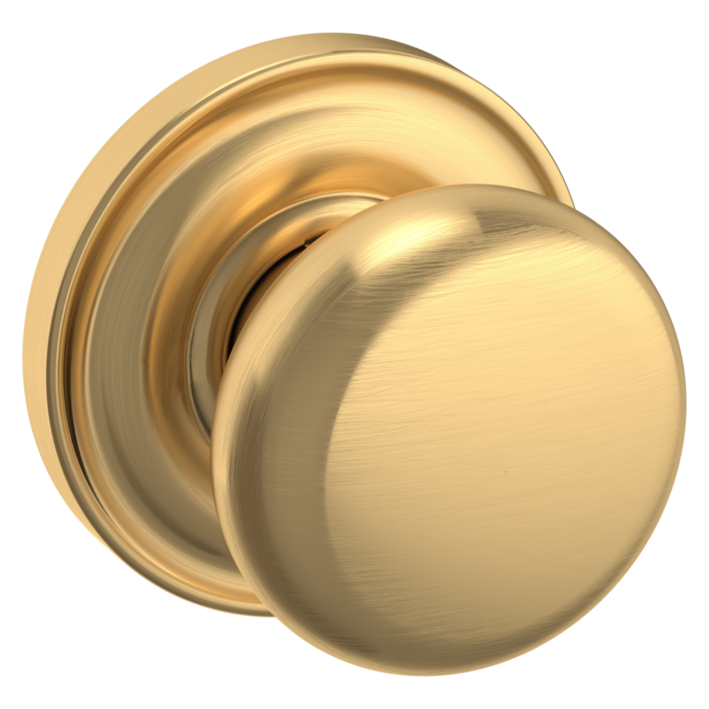 Baldwin 5015 Classic Knob Set with 5048 Round Rose Lifetime (PVD) Satin Brass / Passage / Reversible