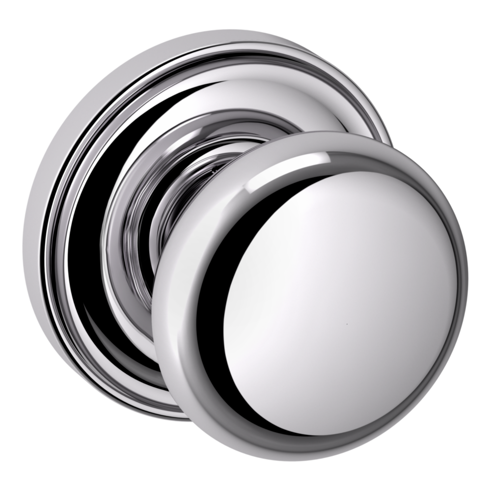 Baldwin 5015 Classic Knob Set with 5048 Round Rose Polished Chrome / Full Dummy / Reversible