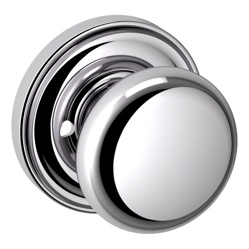 Baldwin 5015 Classic Knob Set with 5048 Round Rose Polished Chrome / Privacy / Reversible
