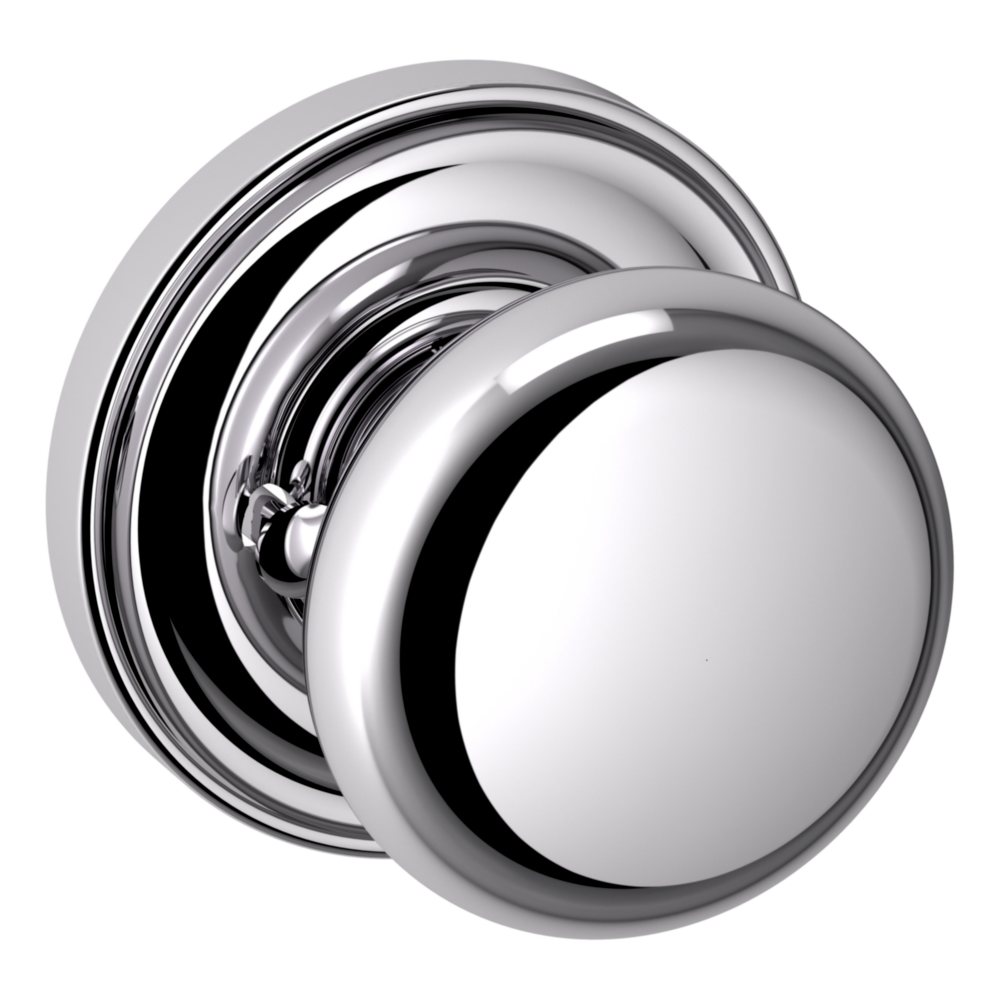 Baldwin 5015 Classic Knob Set with 5048 Round Rose Polished Chrome / Privacy / Reversible