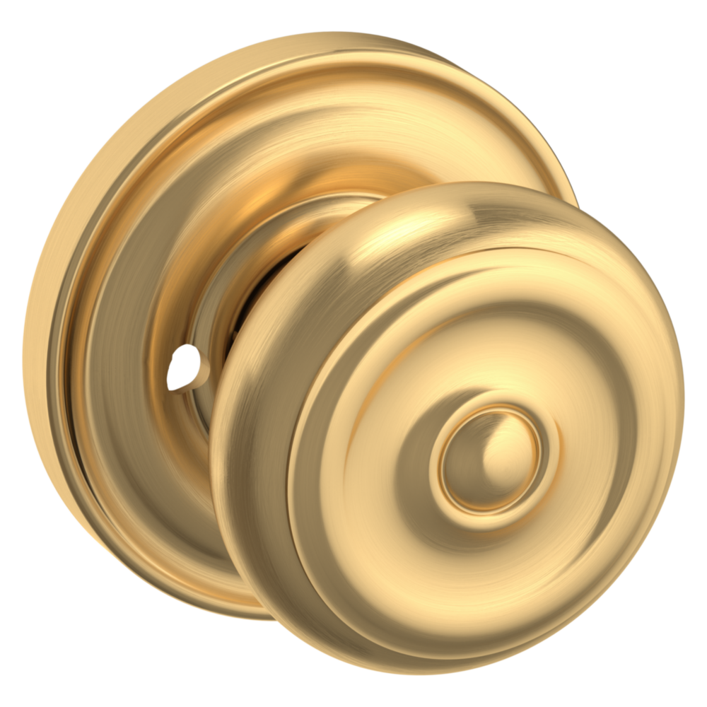 Baldwin 5020 Colonial Knob Set with 5048 Round Rose Lifetime (PVD) Satin Brass / Privacy / Reversible